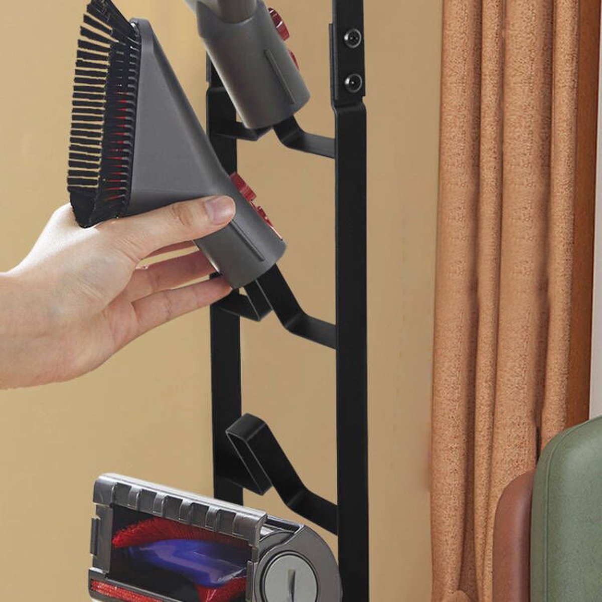 TDR - Vacuum Cleaner Storage Rack - Holder - Suitable for Dyson V6 V7 V8 V10 V11 V12 V15 - Black