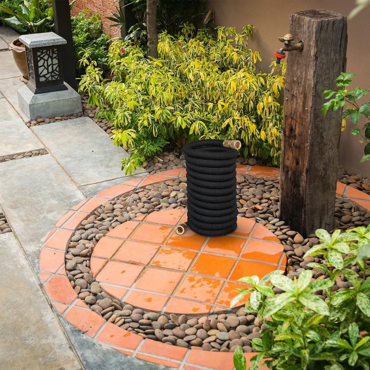 Flexible garden hose 15 meters - expandable - black shrink water hose - 1/2'' and 3/4'' connection