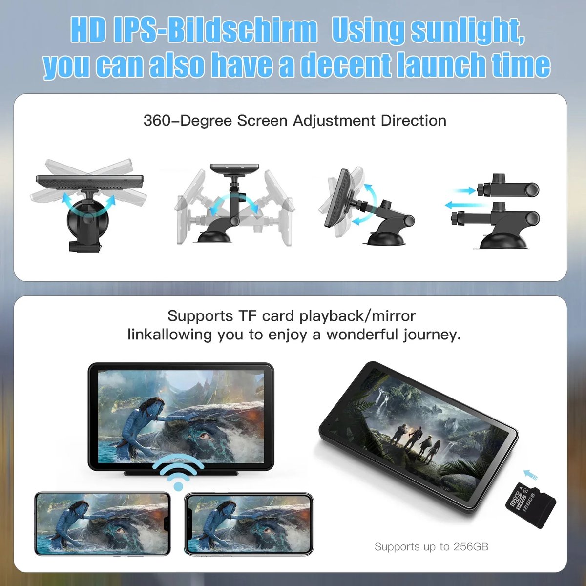7 inch Scherm geschikt voor Apple Carplay en Android Auto - Draadloos Autoradio Dongle - Bluetooth Multimedia Speler