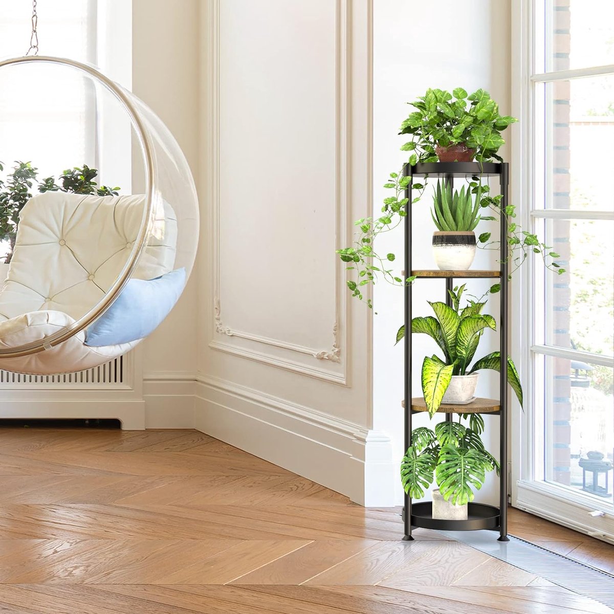 4-Tier High Metal Plant Stand Indoor Outdoor, Plantenrek, Hoek Plantenstandaard, Display Rek, Roestvrij IJzeren Bloempothouder, Rek voor Patio, Balkon, Tuin