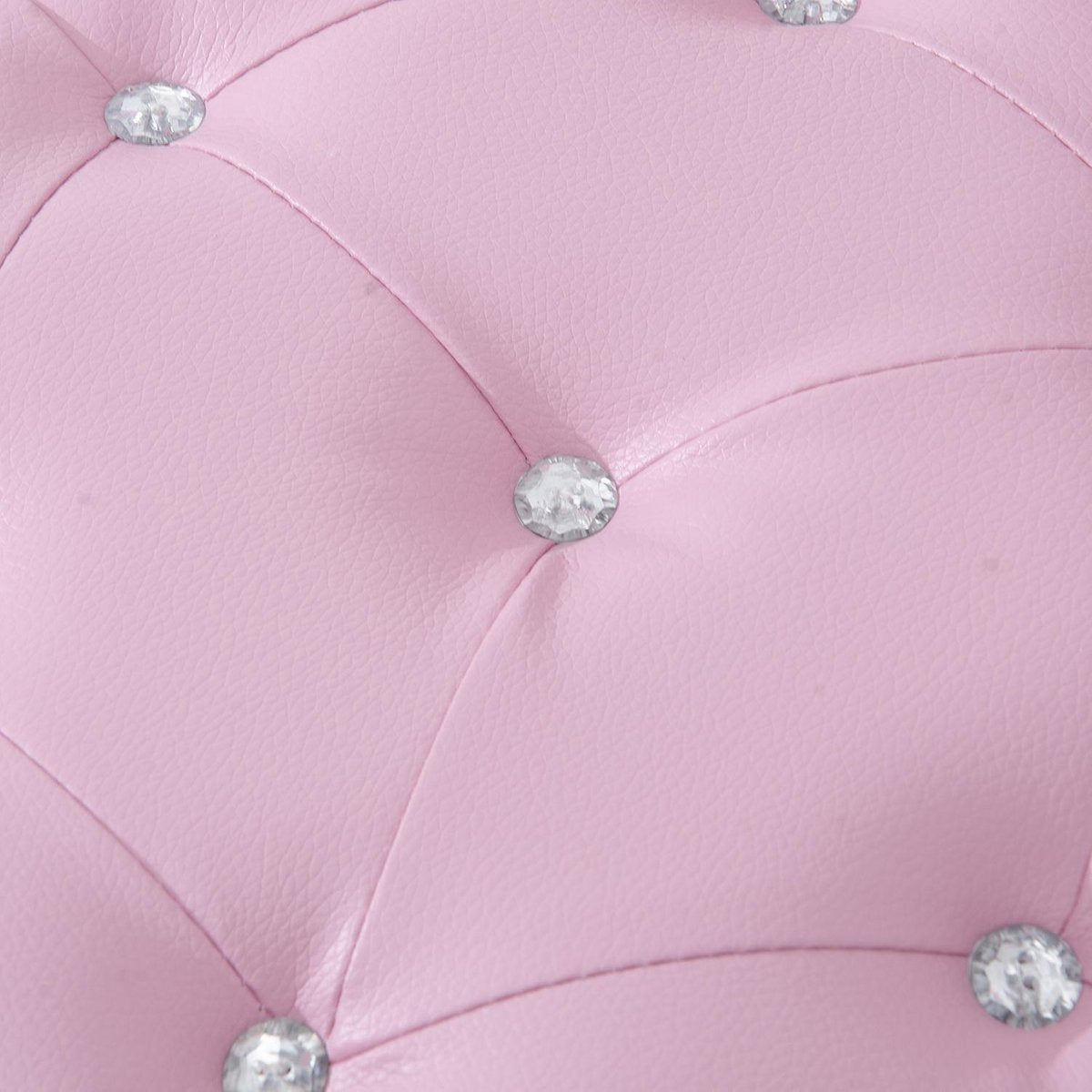 Children's sofa with crystal buttons and ottoman pink