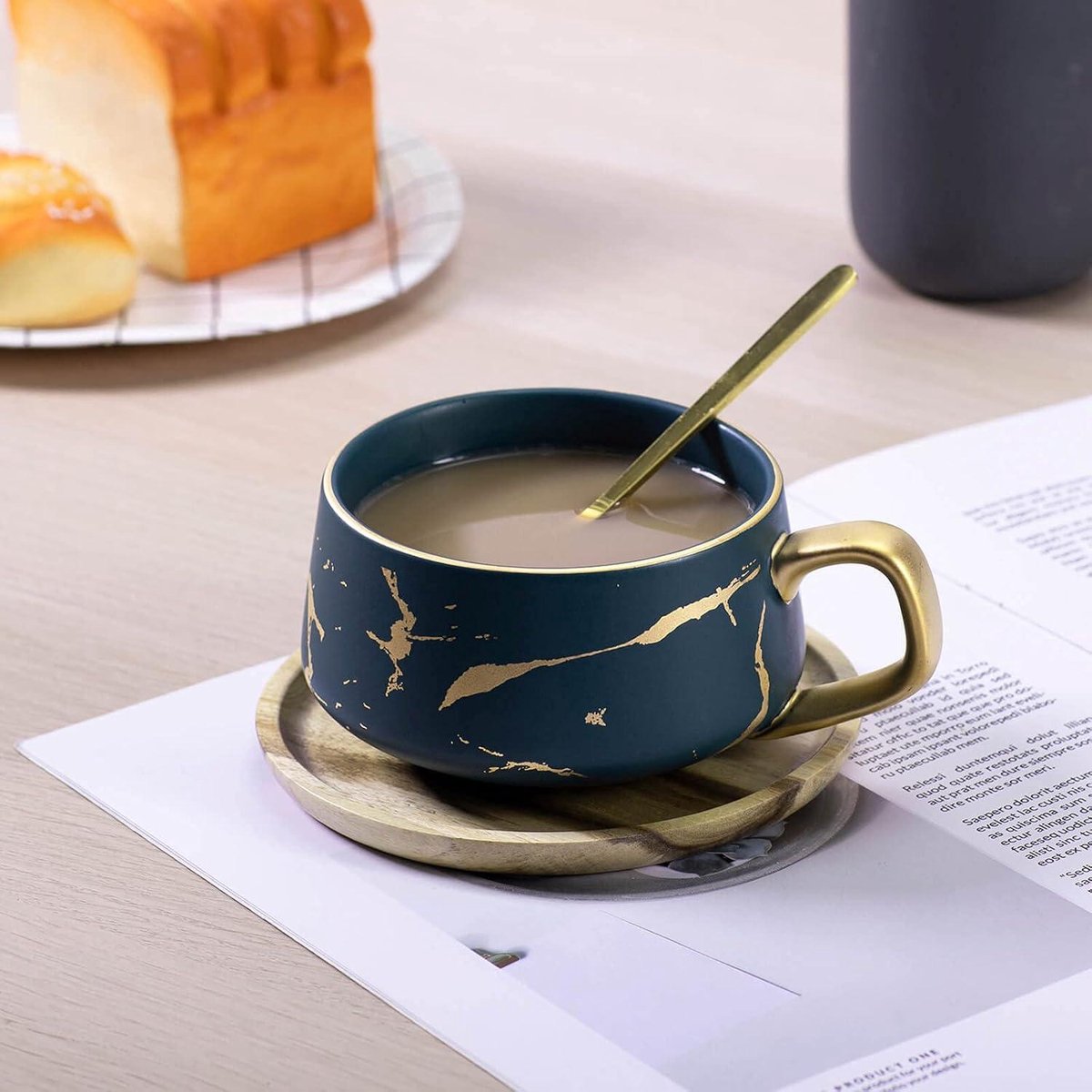 Set van 2 espressokopjes 300 ml cappuccinokopjes marmeren koffiekopjes met schoteltje porselein groen. Koffiekopjes set van 6.