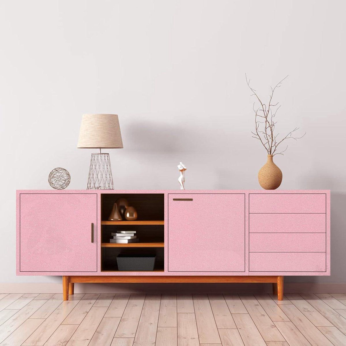 Roze glitter plakfolie 60 cm x 5 m - Meubelfolie hoogglans - Zelfklevende folie - Waterdicht vinyl - DIY decoratieve folie