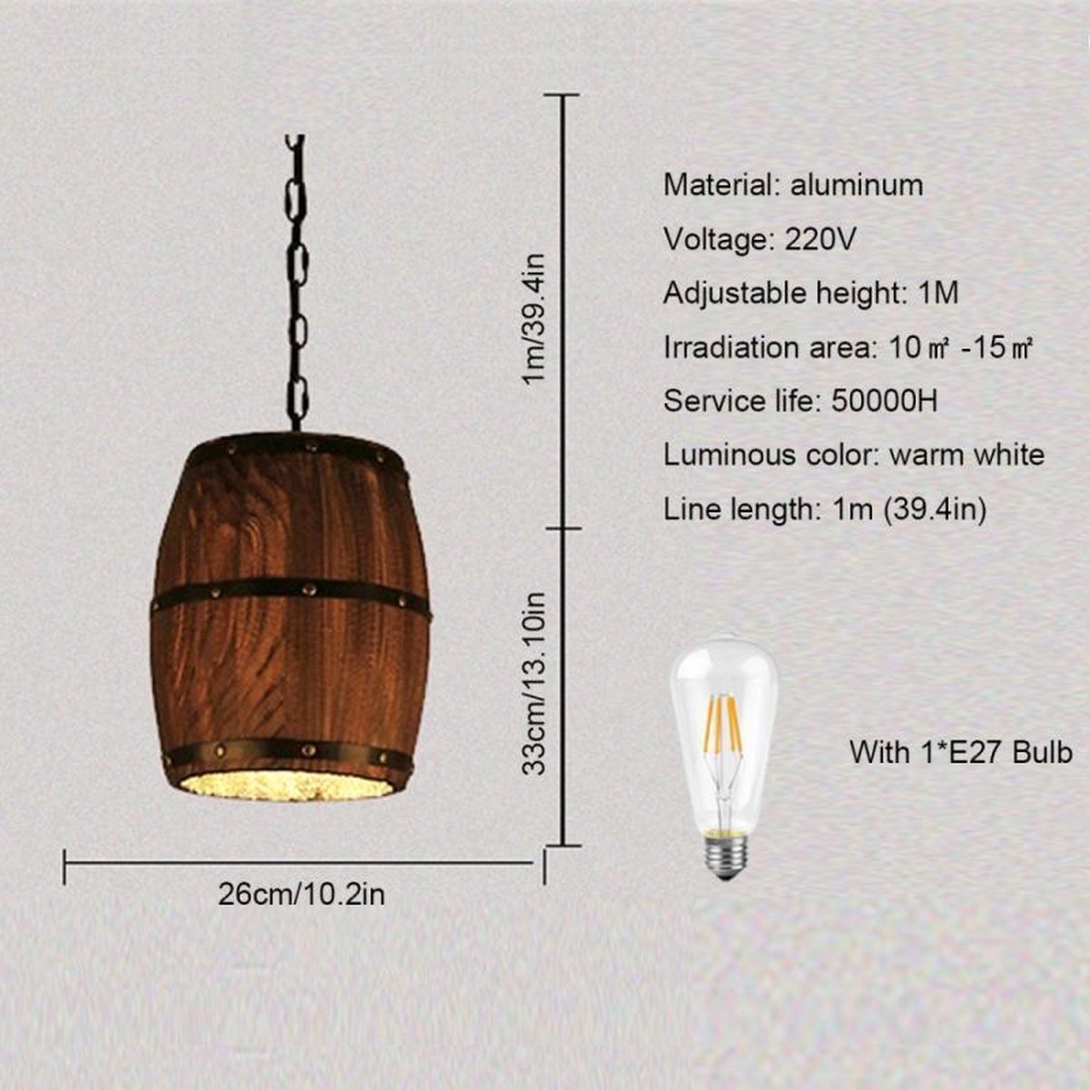 YWXLight Vintage vat kroonluchter creatieve houten wijnvat verlichting gepersonaliseerde Cafe Bar lamp
