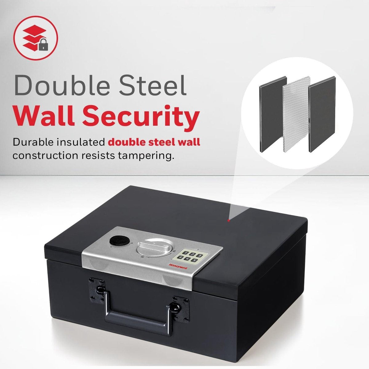 Fireproof Steel Security Box 5L - black with 2 keys