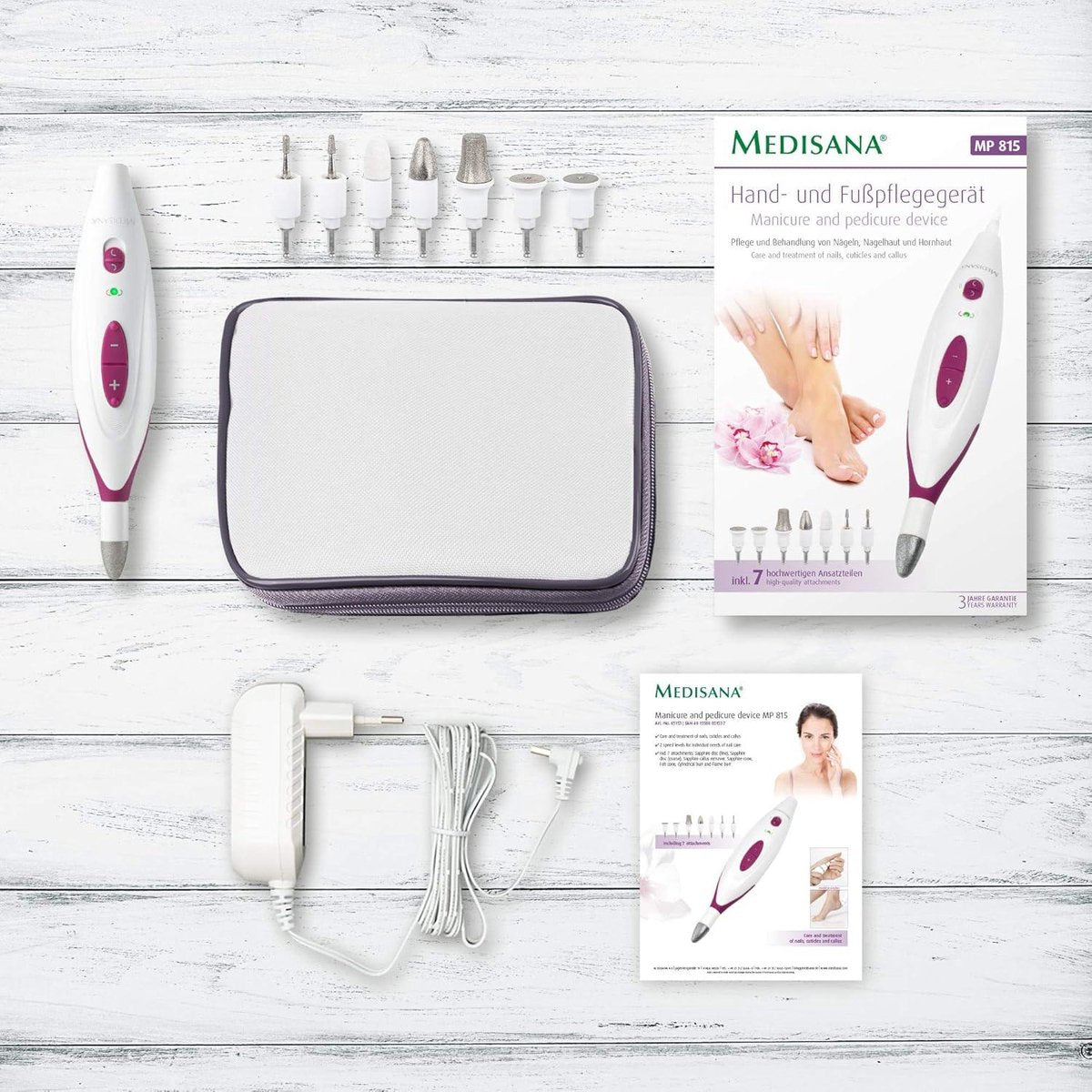 Manicureset Elektrische Manicure- en Pedicureset met 7 Nagelverzorgingshulpstukken - 2 Snelheidsinstellingen voor Nagels, Nagelriemen en Eelt