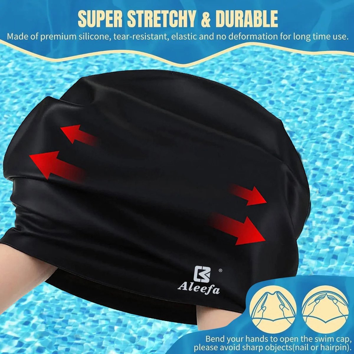 Extra Large Swimming Cap for Women with Long Hair - Silicone Swim Cap for Braids, Dreadlocks, Curls and Afros | Waterproof, Hair Protection, Swimming Accessory
