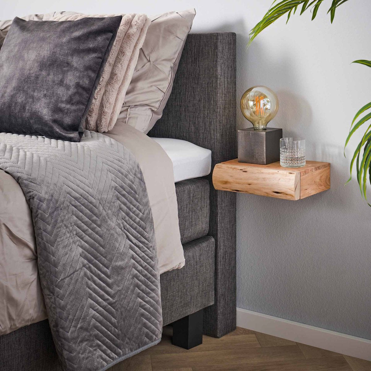 Nachtkastje Tree XS | 1 lade | set van 2 | bruin | hout | 20 x 30 x 8 cm | slaapkamer | modern design