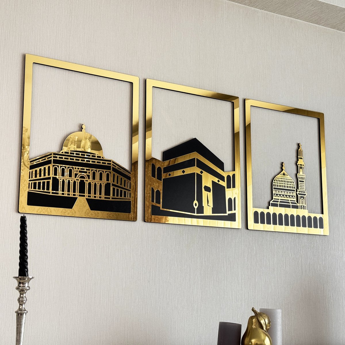 Set van Masjid Al Aqsa, Masjid Al-Haram & Masjid An-Nabawi - Islamitische Wanddecoratie - Ramadan Decoratie - Ramadan Versiering - Ramadan Cadeau