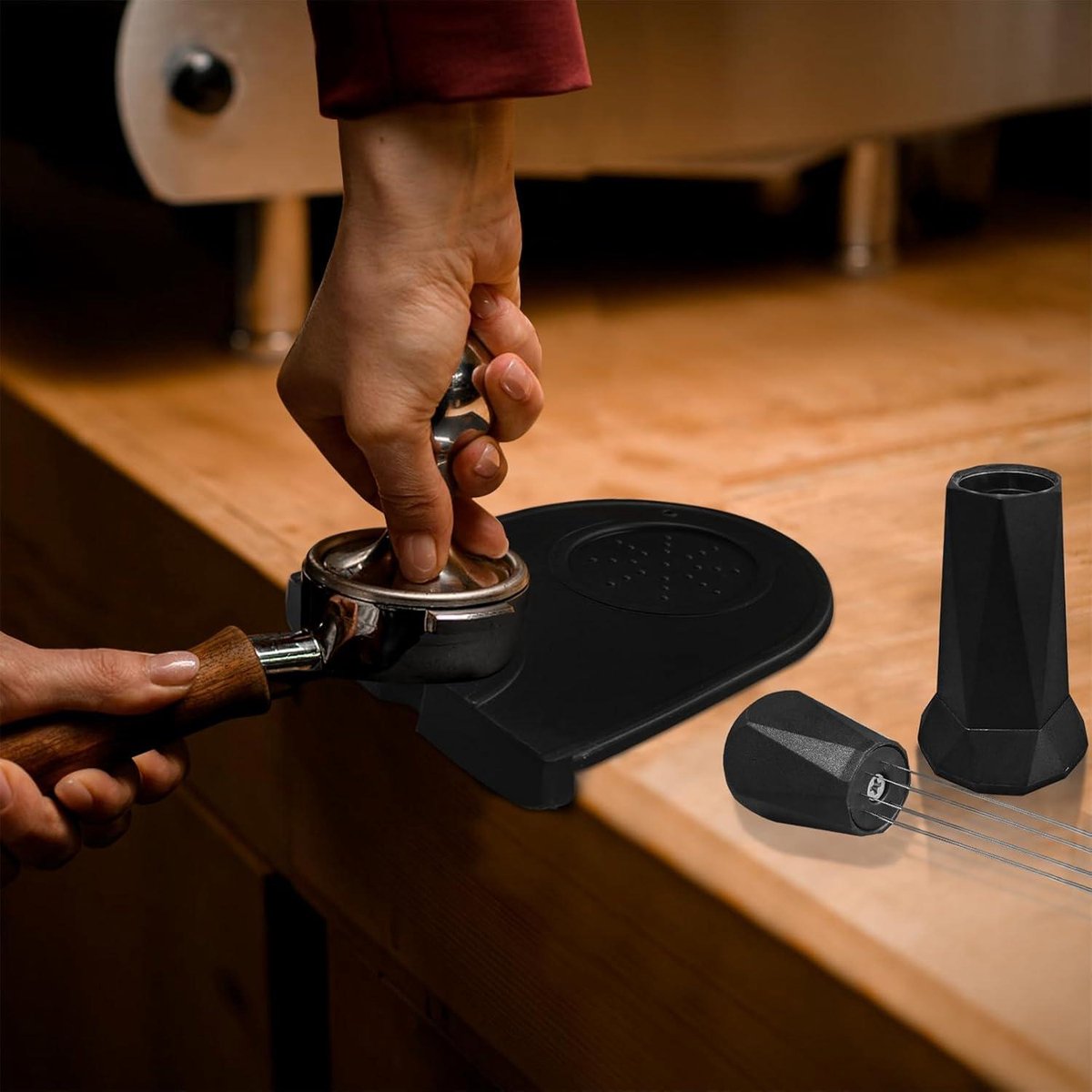 Tamper set - 5 accessoires voor koffie tampen inclusief tamper - 51 mm naalden - WDT Tool - reservenaalden - doseerring - 51 mm tampmat - barista's beginners experts