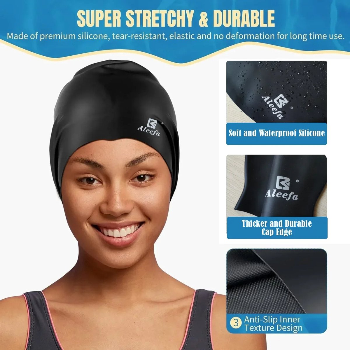 Extra Large Swimming Cap for Women with Long Hair - Silicone Swim Cap for Braids, Dreadlocks, Curls and Afros | Waterproof, Hair Protection, Swimming Accessory
