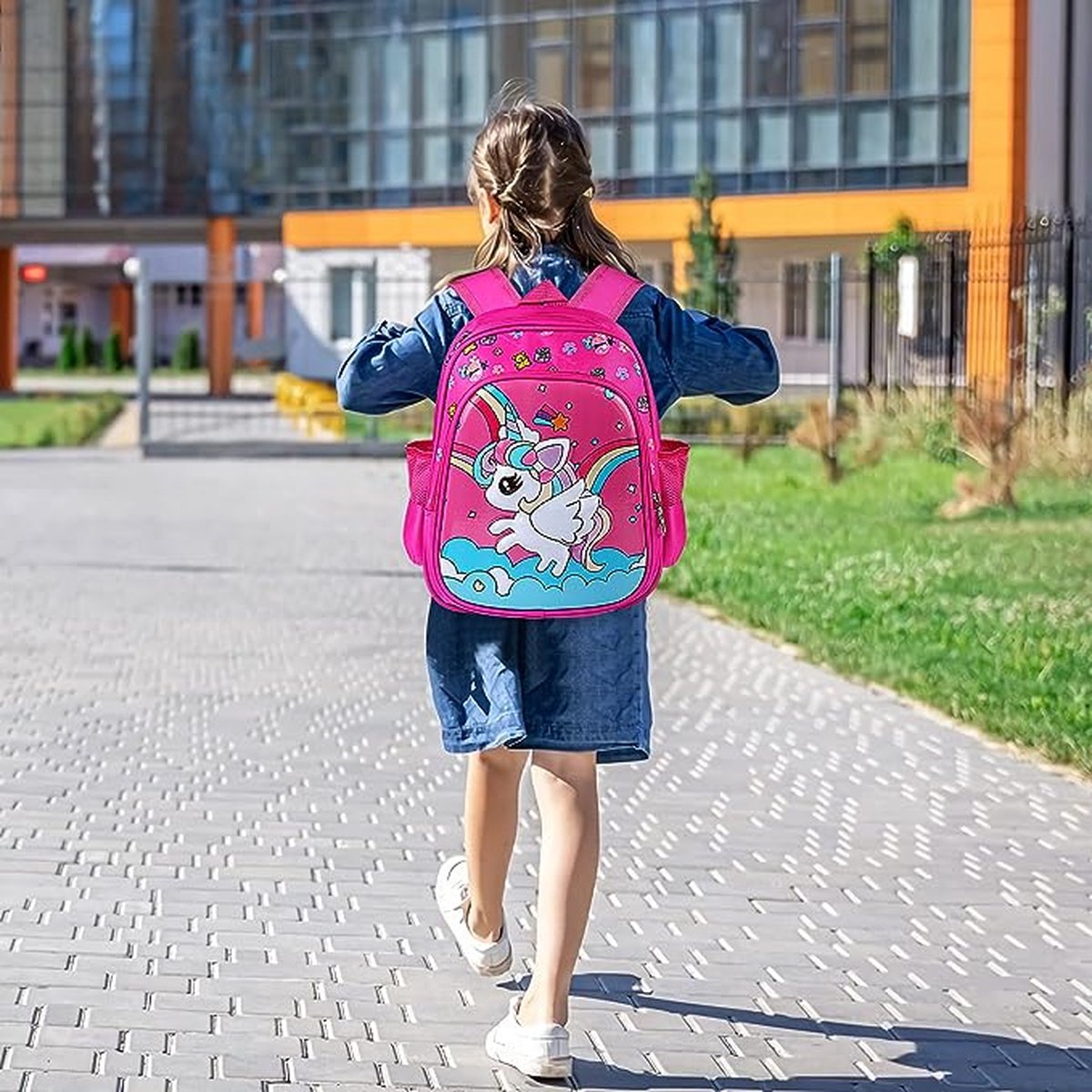 Kinderrugzak, schoolrugzak, grote schooltas voor meisjes, waterdicht, licht, kinderrugzak voor studenten 5+ jaar