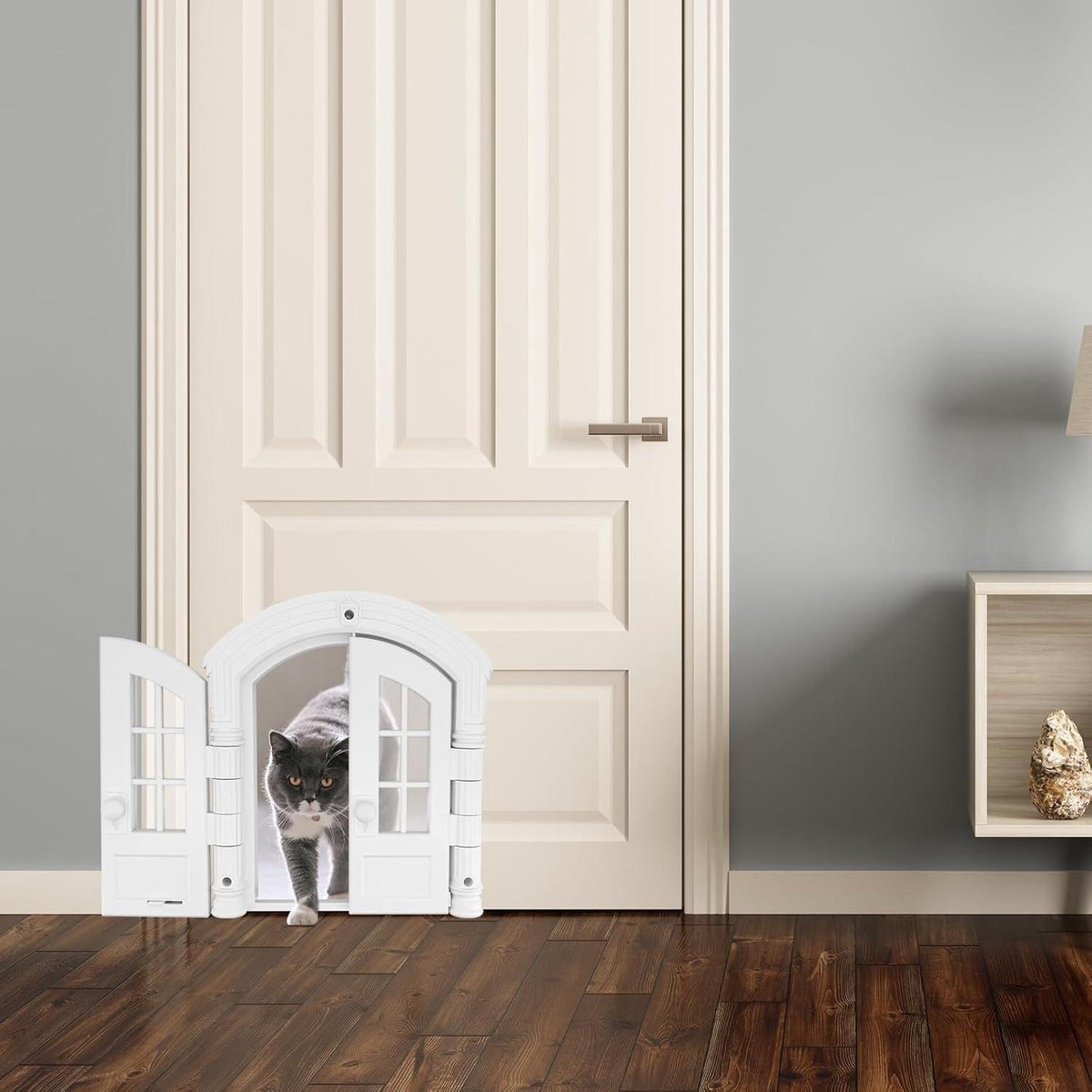 Cat flap - Outdoor cat door - Indoor cat flap - Easy self-assembly - Suitable for any door - 235 x 17 cm