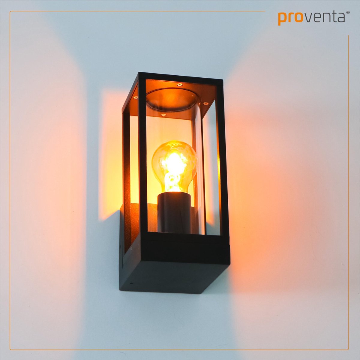 Proventa Glasso LED Wandlamp met Dag- en Nachtsensor - Warm wit Licht - Zwart