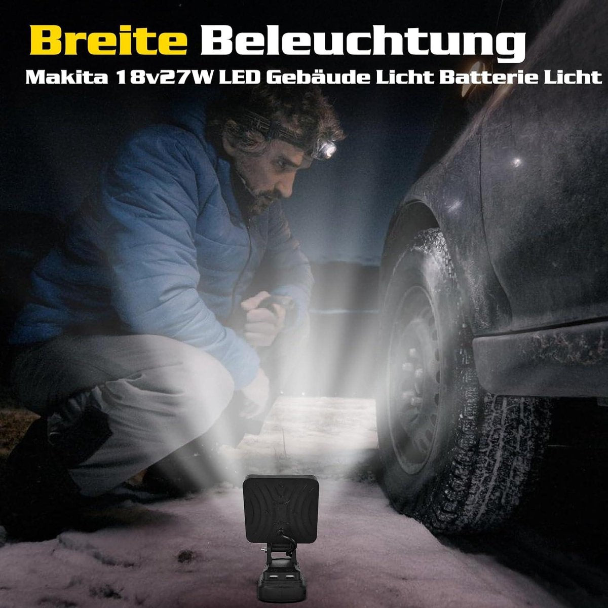 Led-werklamp 18 V Makita - 27 W led-bouwlamp draagbare schijnwerper met accu en USB-oplaadfunctie (2 stuks)