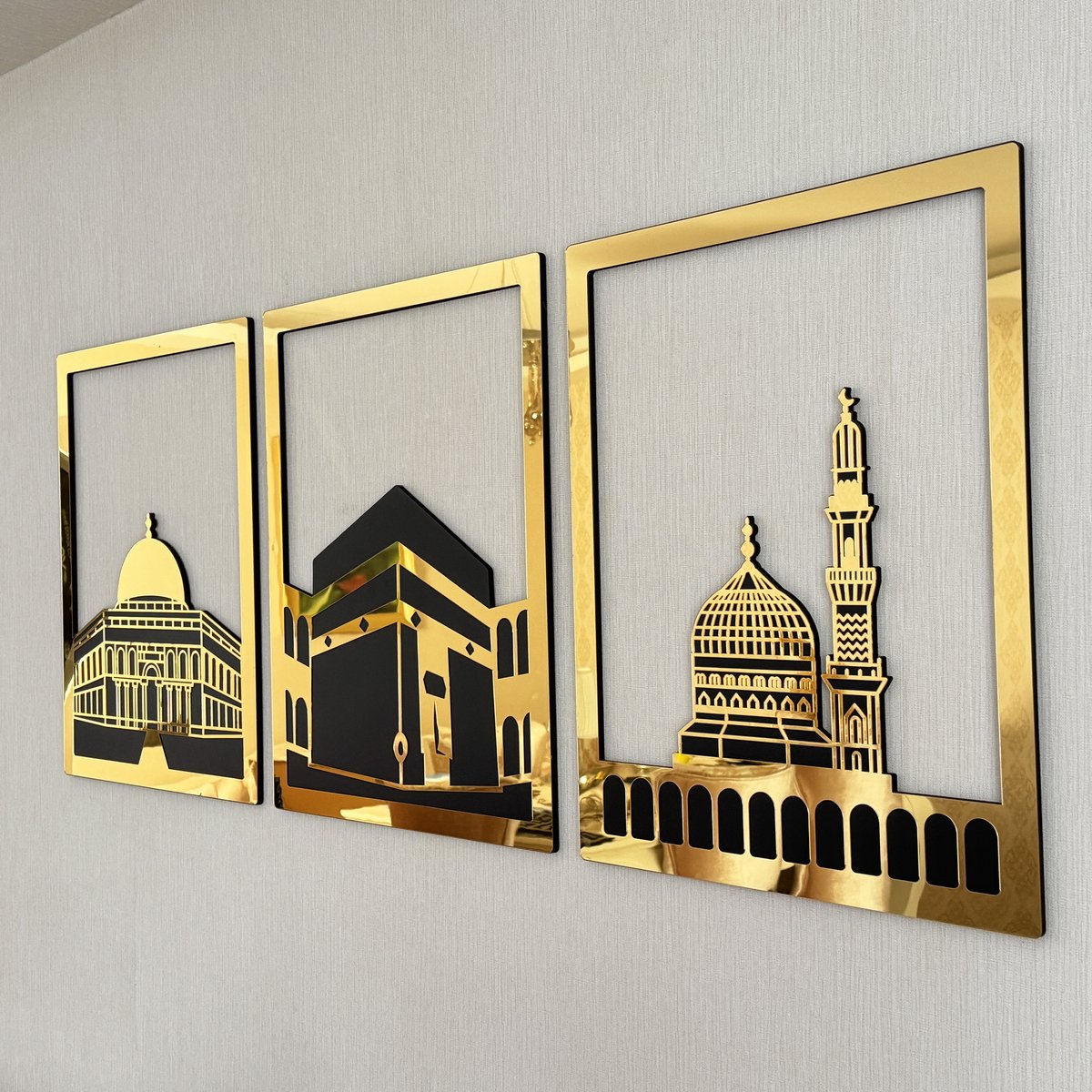Set van Masjid Al Aqsa, Masjid Al-Haram & Masjid An-Nabawi - Islamitische Wanddecoratie - Ramadan Decoratie - Ramadan Versiering - Ramadan Cadeau