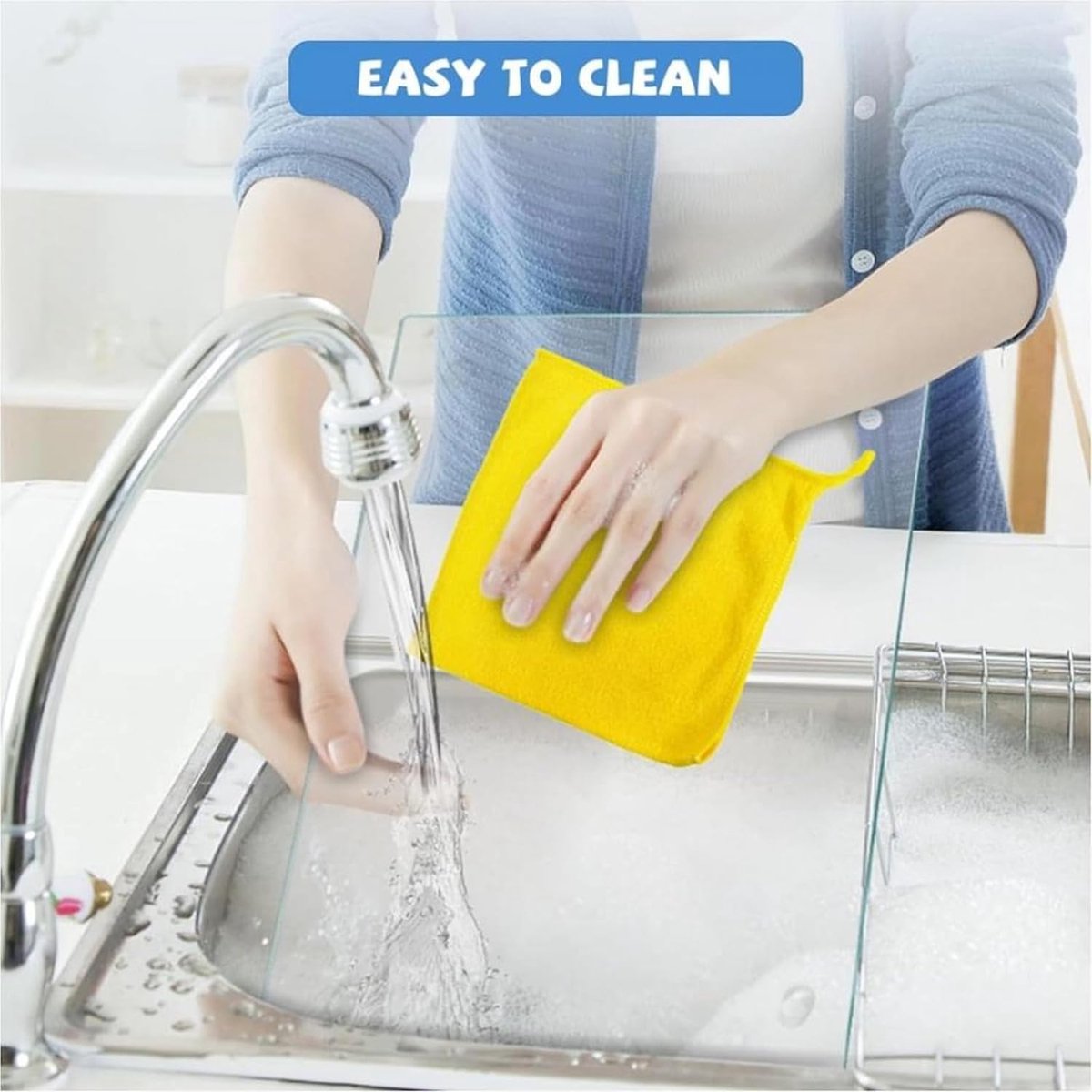 Durable set of 2 acrylic cutting boards for countertop - transparent and non-slip with rubber strip - wear-resistant and scratch-resistant - suitable for any kitchen