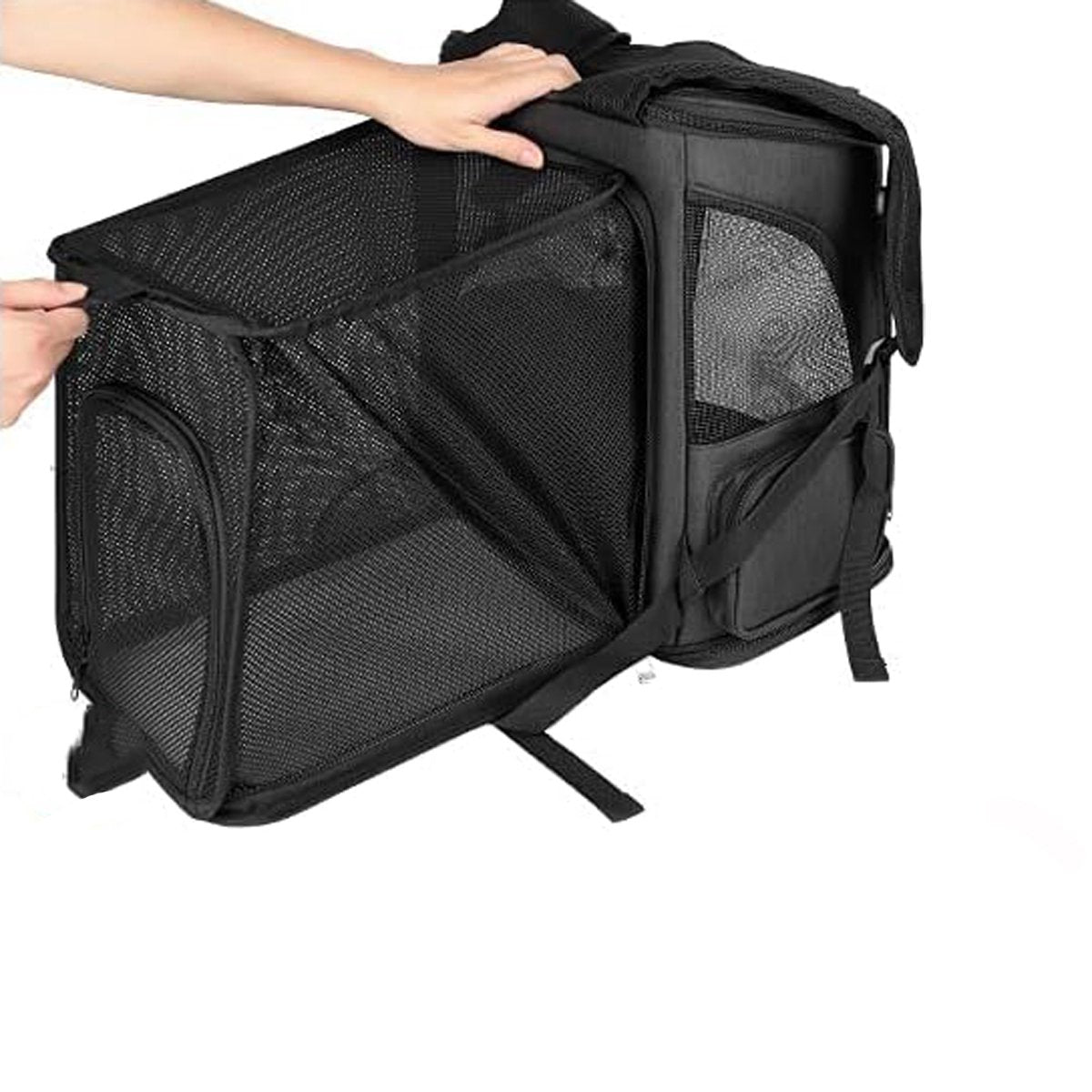 Dog Backpack - Black - 42 cm x 30 cm x 27 cm - Expandable - Foldable - Backpack for Dogs and Cats