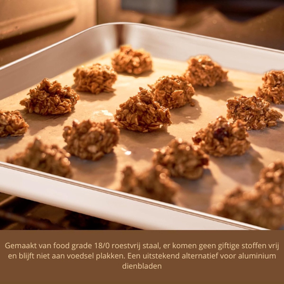 Baking Tray Set of 2 - Stainless Steel - Oven Baking Tray - Large Oven Tray - 2 pieces of 40x30x2.5cm - Dishwasher Safe