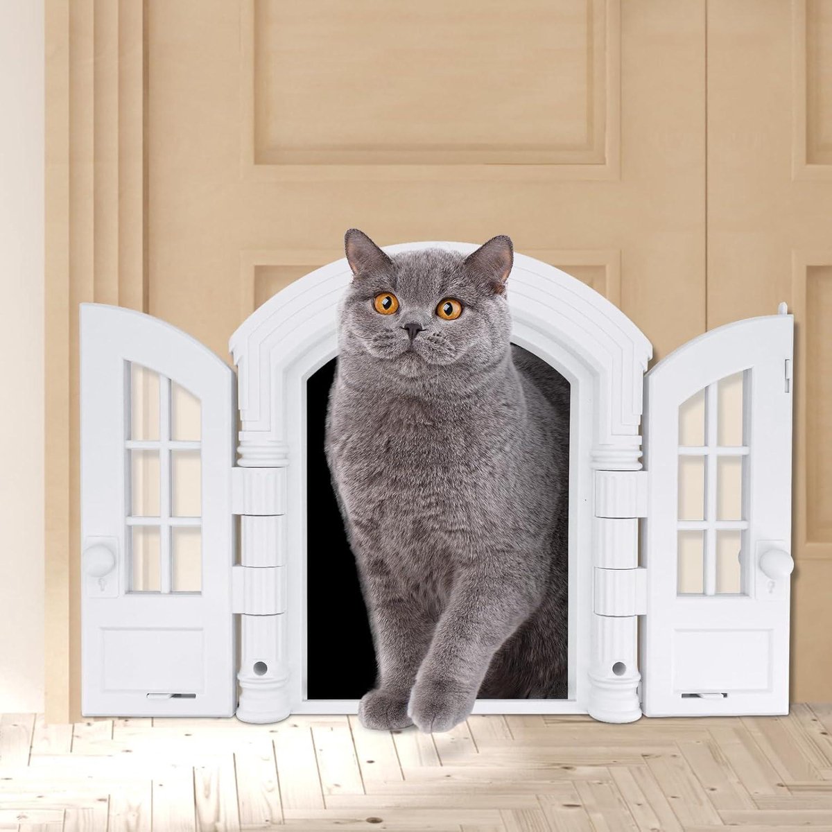 Cat flap - Outdoor cat door - Indoor cat flap - Easy self-assembly - Suitable for any door - 235 x 17 cm