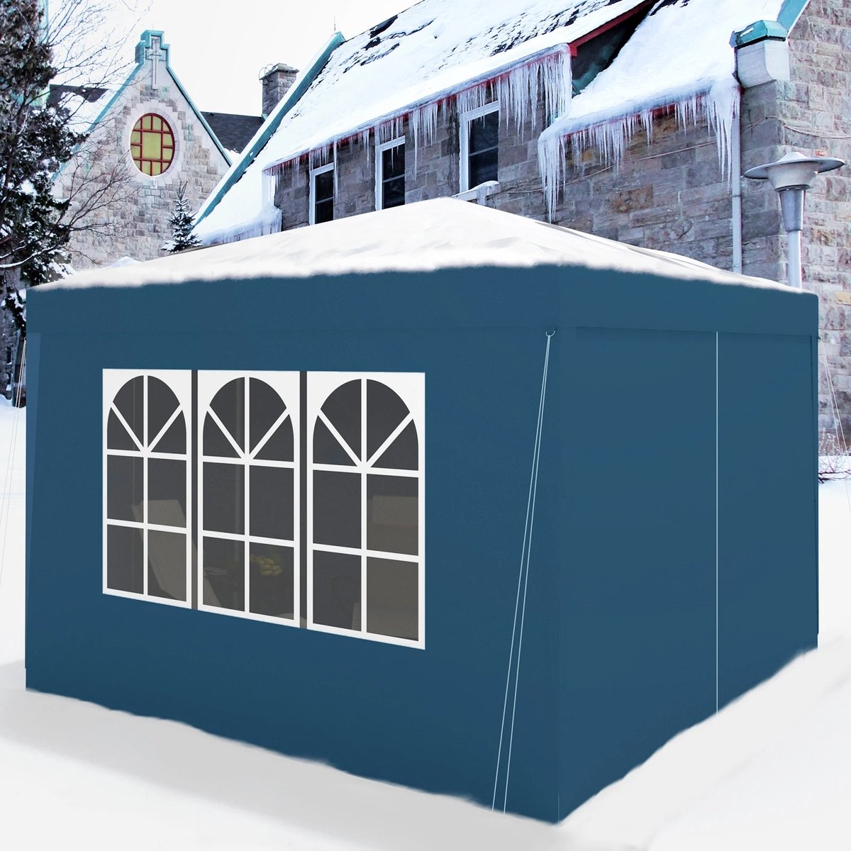 J&R Partytent - Paviljoen - Opvouwbare Luifel - Tuin tent - Waterdicht - Uv Bescherming - met Draagtas - Pavillon - Prieel - Zijpanelen - 3x3m - Blauw