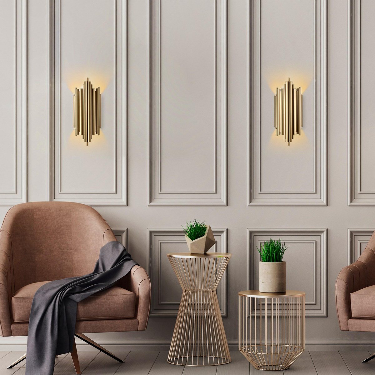 Lighting - Luciana Wall Lamp in Gold Metal - Dimensions 18x8x40cm - Stylish Lighting for Any Interior