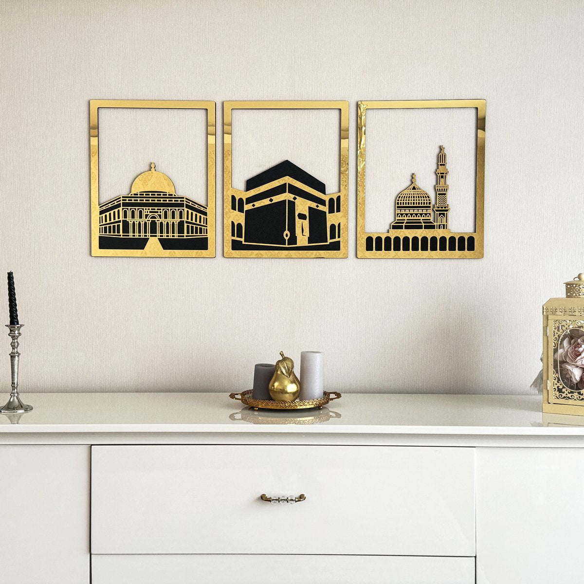 Set van Masjid Al Aqsa, Masjid Al-Haram & Masjid An-Nabawi - Islamitische Wanddecoratie - Ramadan Decoratie - Ramadan Versiering - Ramadan Cadeau