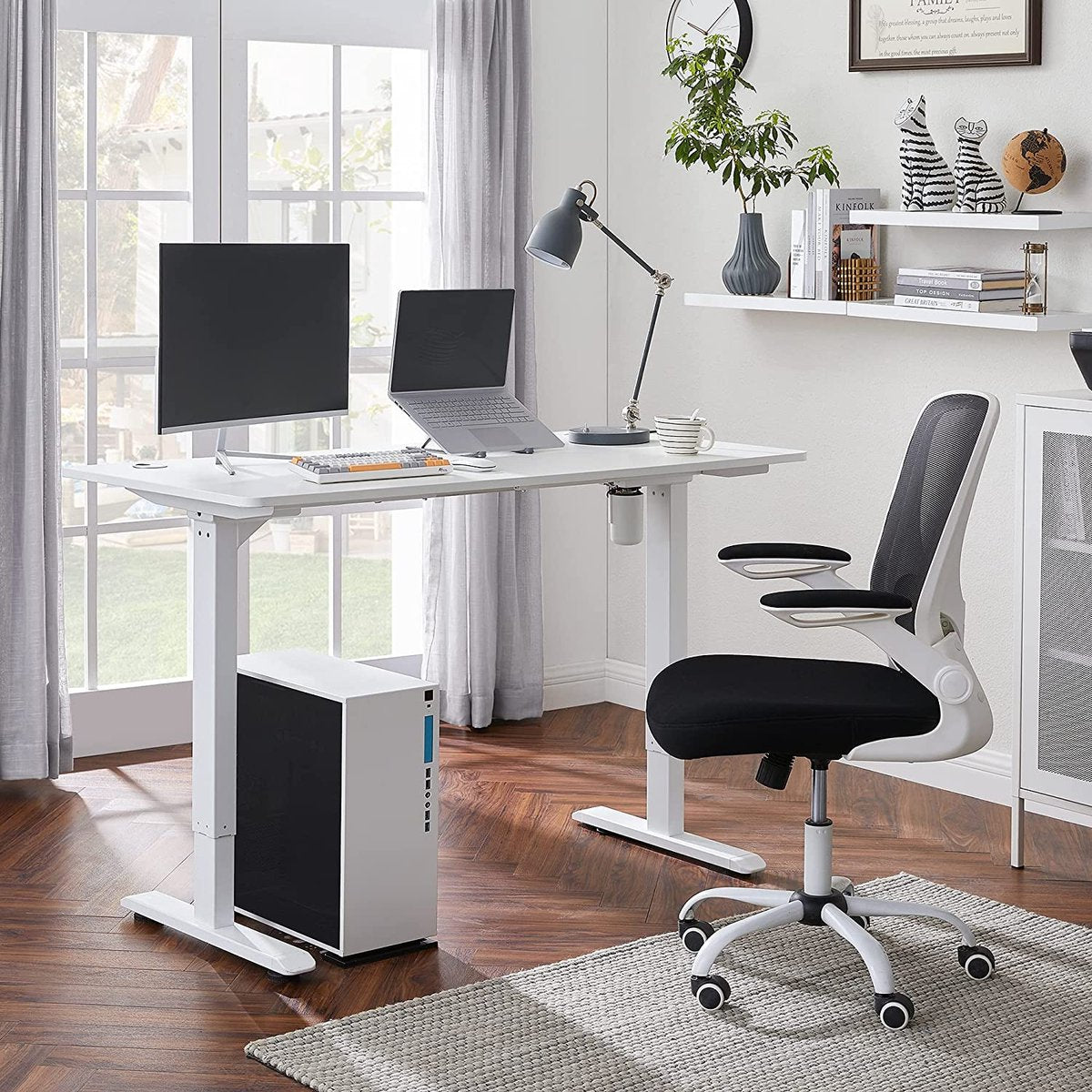 Electric Sit Stand Desk - Height Adjustable Table - 140 x 70 x (73-114) cm - White