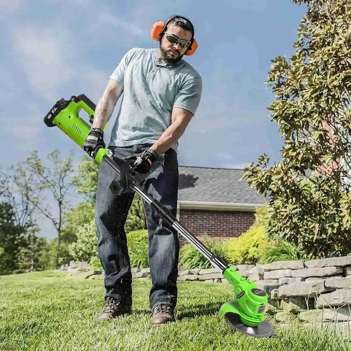 Iptrading - grastrimmer - 800 W onkruid wieden - 2 accu's - gras trimmen - handzaam en gemakkelijk te gebruiken - diverse snijmessen