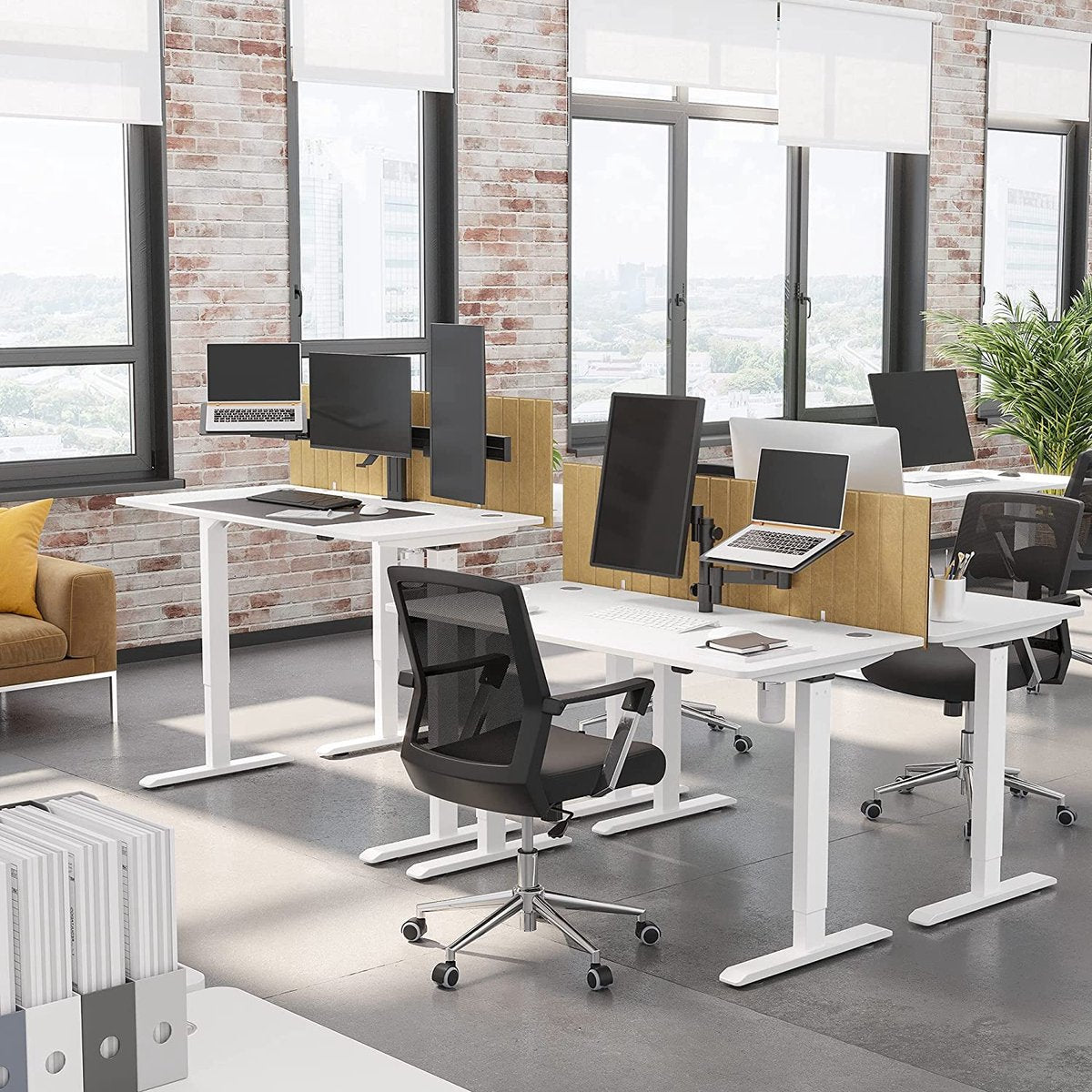 Electric Sit Stand Desk - Height Adjustable Table - 140 x 70 x (73-114) cm - White
