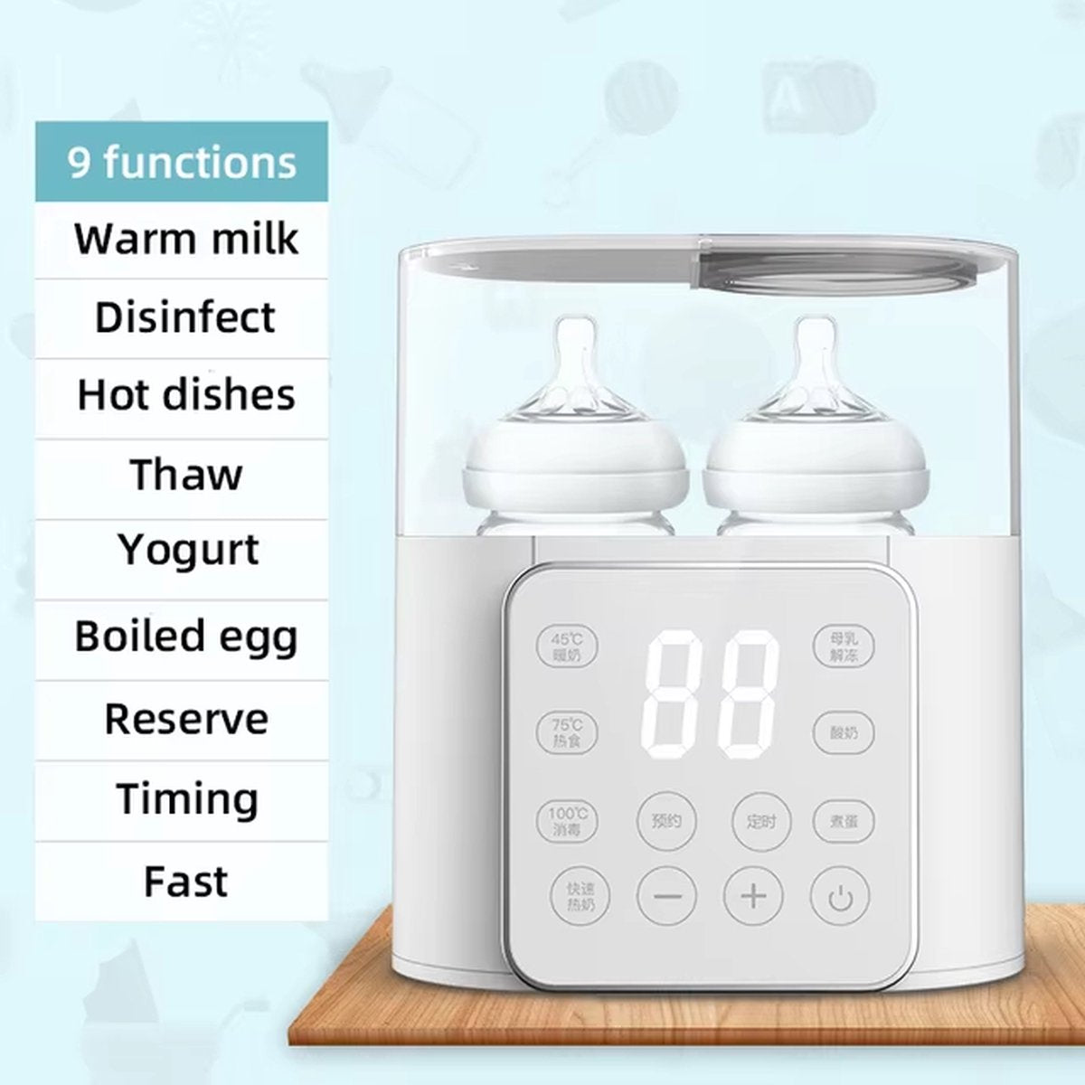 Flessenwarmer - Multifunctioneel - Babyaccessoires - Voedselverwarmer - Melkverwarmer - Sterilisator - Met Nauwkeurige Temperatuurregeling - 220v - Ook Geschikt Voor Grotere Flessen - Snel Op Temperatuur
