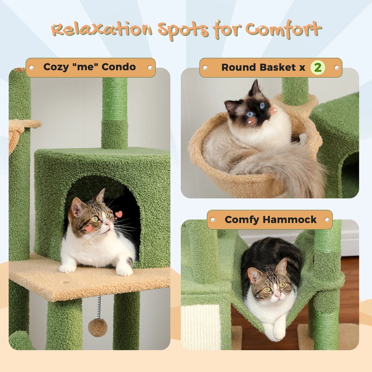 Bramboo - Krabpaal - Katten - Speelgoed - Kattenspeelgoed - In hoogte verstelbaar - 216 tot 285 cm - Groen