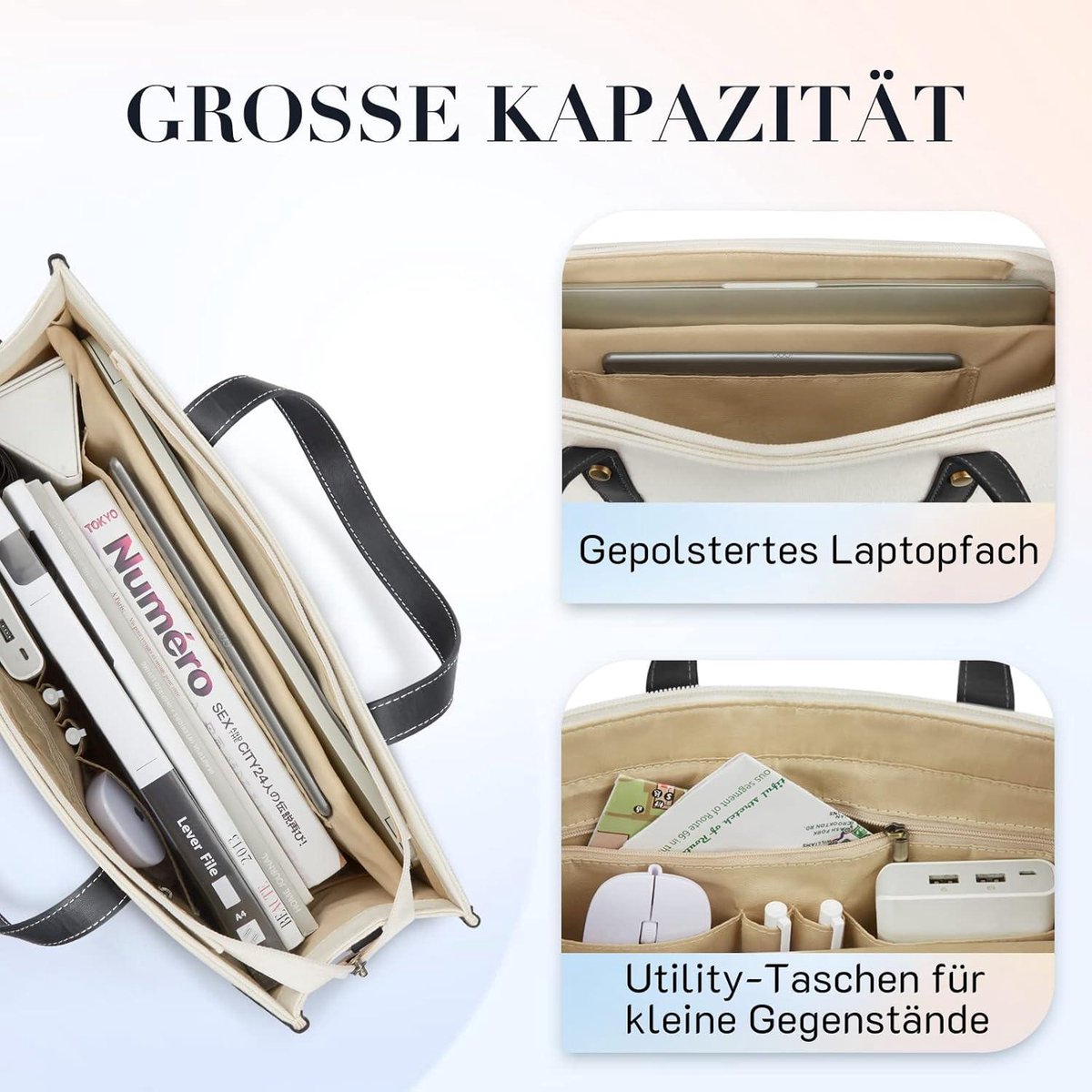 Laptop bag women canvas 15.6 inch - shoulder bag shopper tote bag - notebook bag work bag office bag Tote bag with zipper