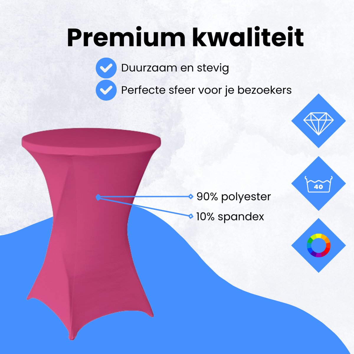 Statafelrok Roze 4x – Extra dik & Sterk - Ø80-85 x 110 cm – Tafelhoezen voor Statafel – Partytafel Tafelrok – Stretch 4 stuks Statafelhoes - Sta Tafel Hoes - Staantafelhoes – Trouwerij - Robuust en weerbestendig – Cocktailparty