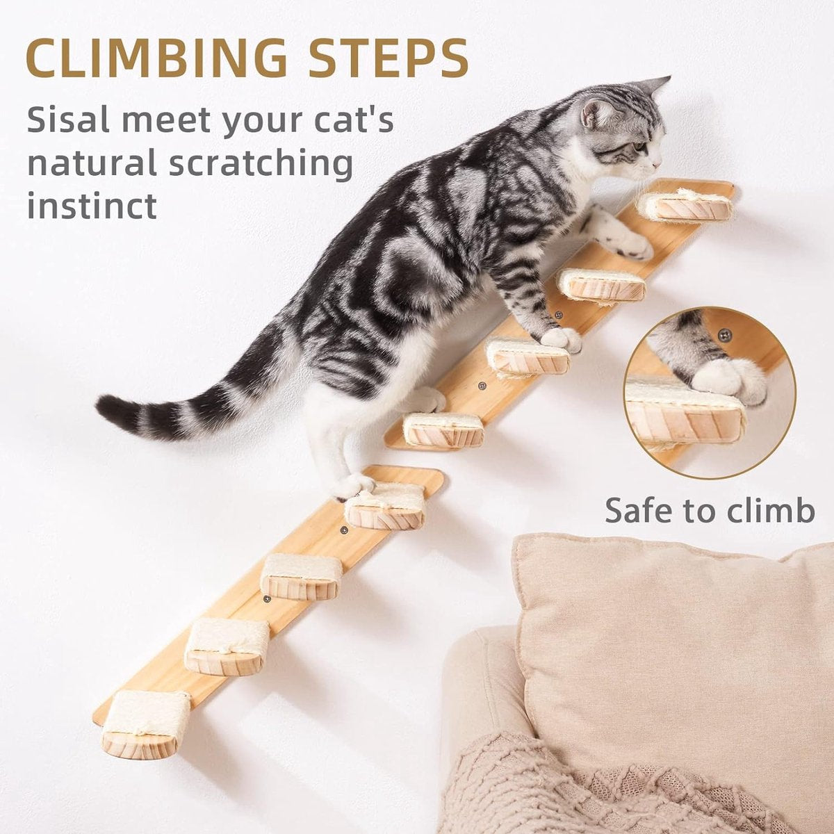 Kattentrap, muur, klimmen, kattenladder, katten, meubels, binnen, klimwand, kattenmeubel, wandelement, wandparkset, voor katten om te klimmen, spelen, loungen