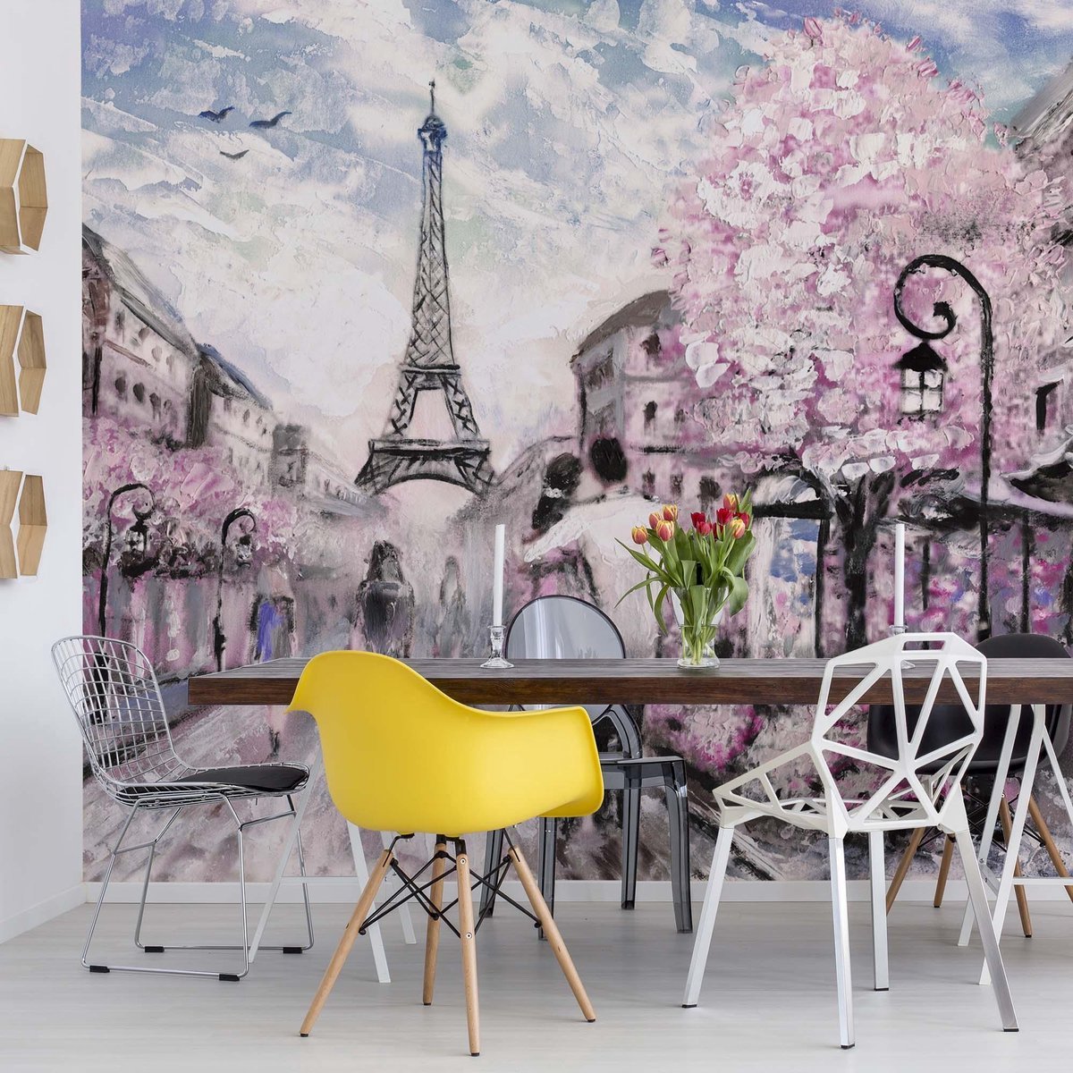 Fotobehang - Vliesbehang - Schilderij van Parijs - Kunst - 416 x 254 cm