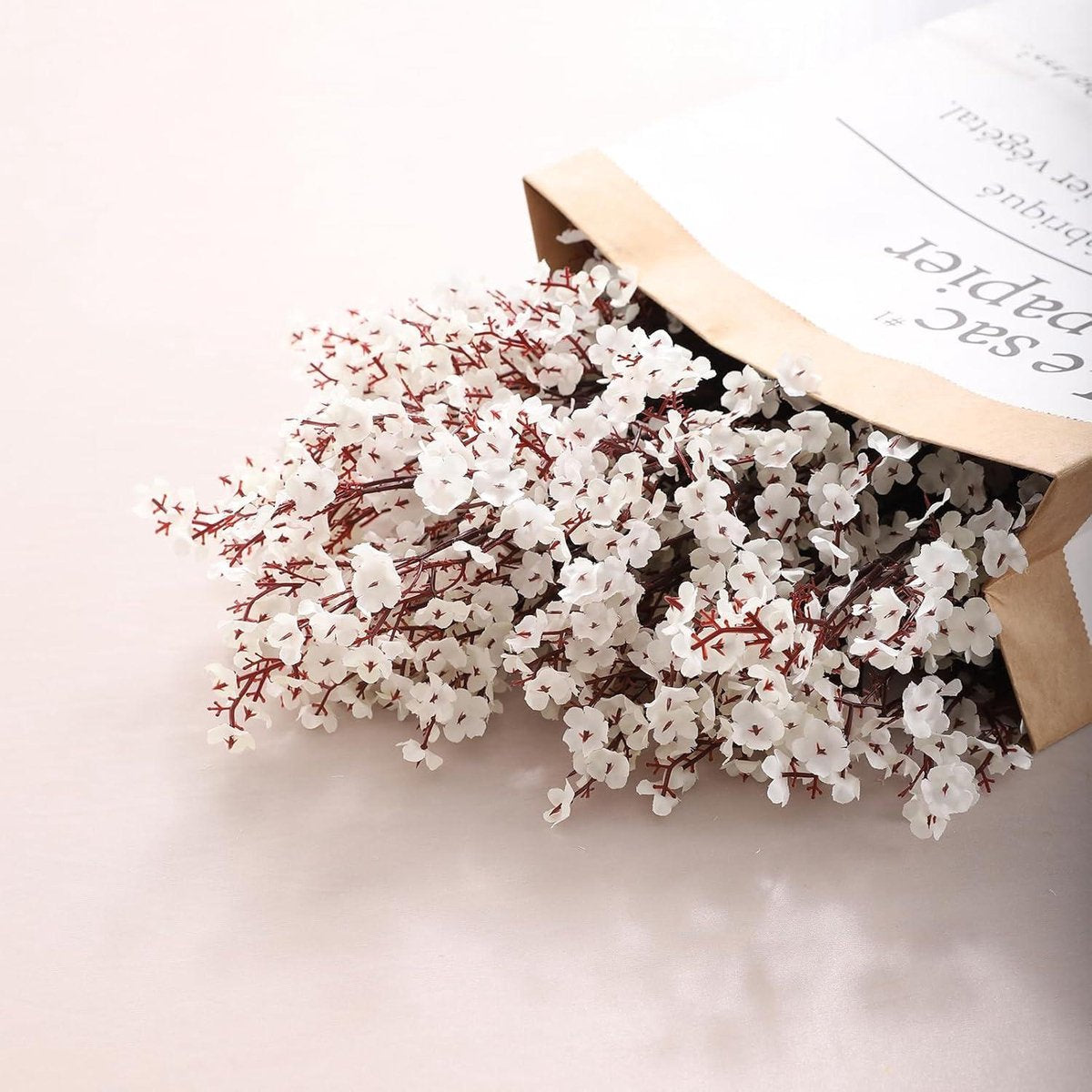 Kunstbloemen gipskruid DIY bruidsboeket - 12 stuks witte herfstdecoratie kunstboeket