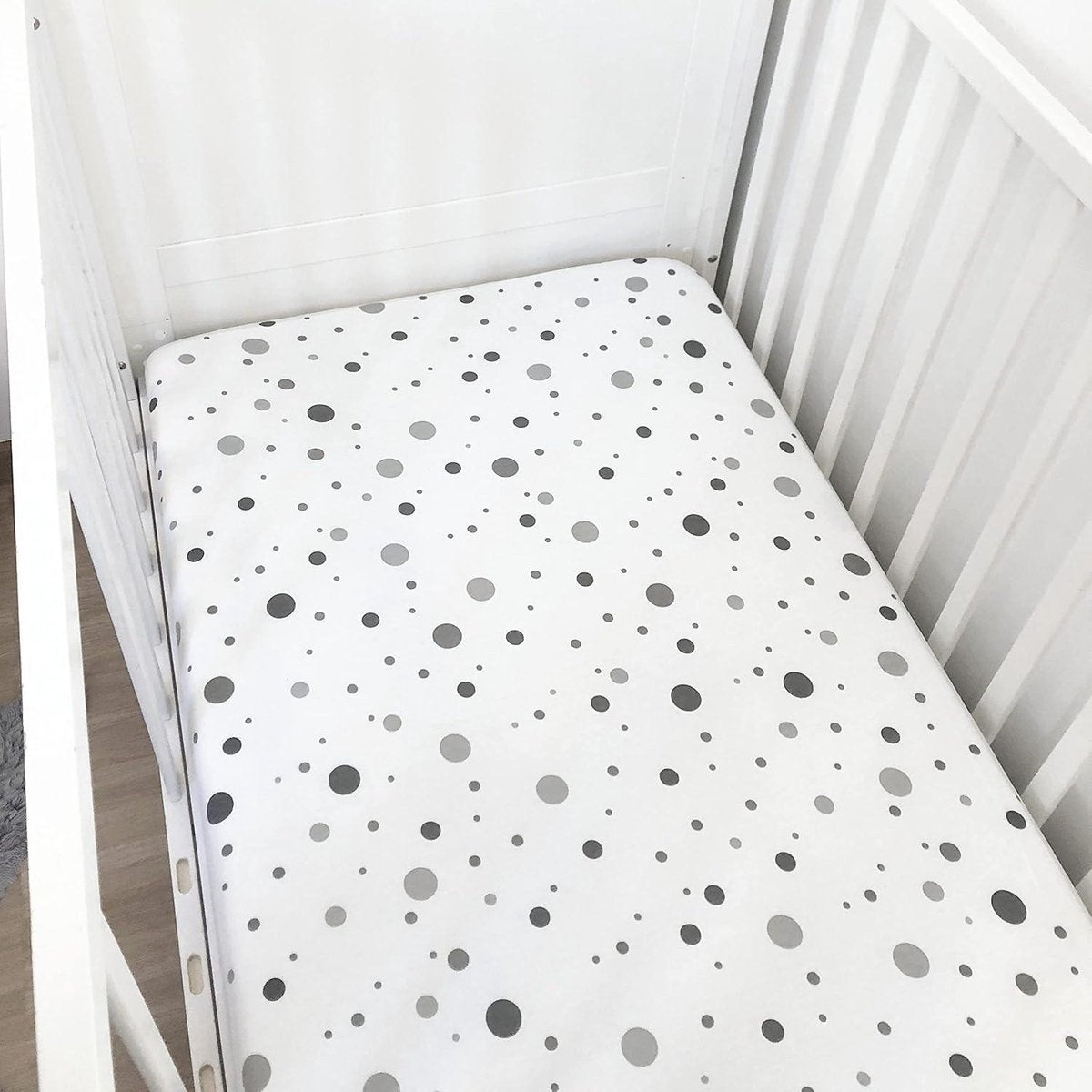 2 x Premium hoeslakens voor bijzetwieg 90x40 90x45 90x50 cm OEKO-Tex - 100% jersey katoen - stippen en lijnen grijs wit