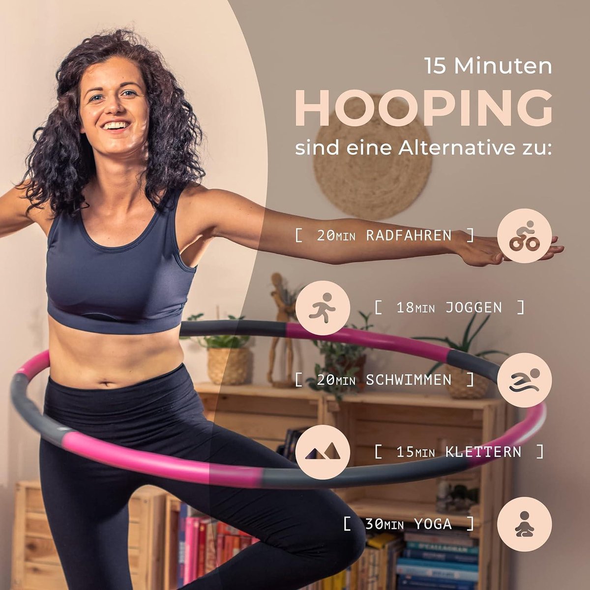 Orbity Fitness Hoelahoep voor Afvallen 12 kg - Sporthoepel met Schuimrubber - Golvend Design voor Massage - Geschikt voor Kinderen, Volwassenen en Beginners. Hula hoop