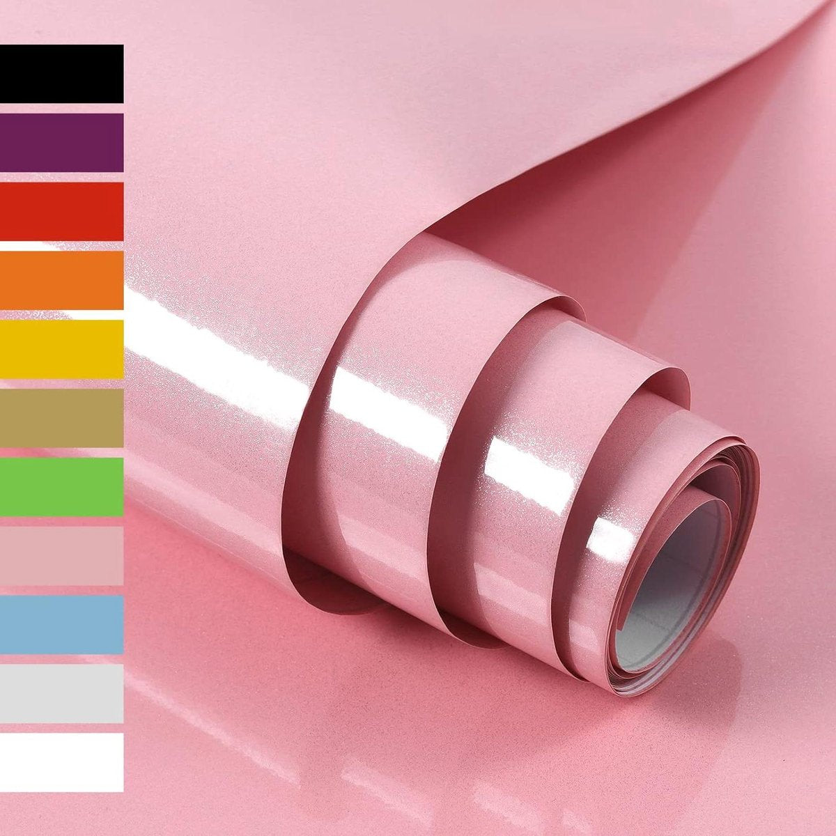 Roze glitter plakfolie 60 cm x 5 m - Meubelfolie hoogglans - Zelfklevende folie - Waterdicht vinyl - DIY decoratieve folie