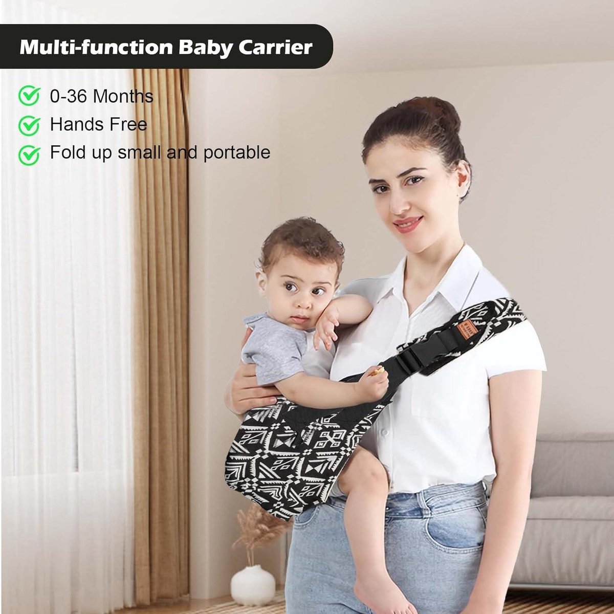 Toddler carrier side - Bonsai black with sunshade