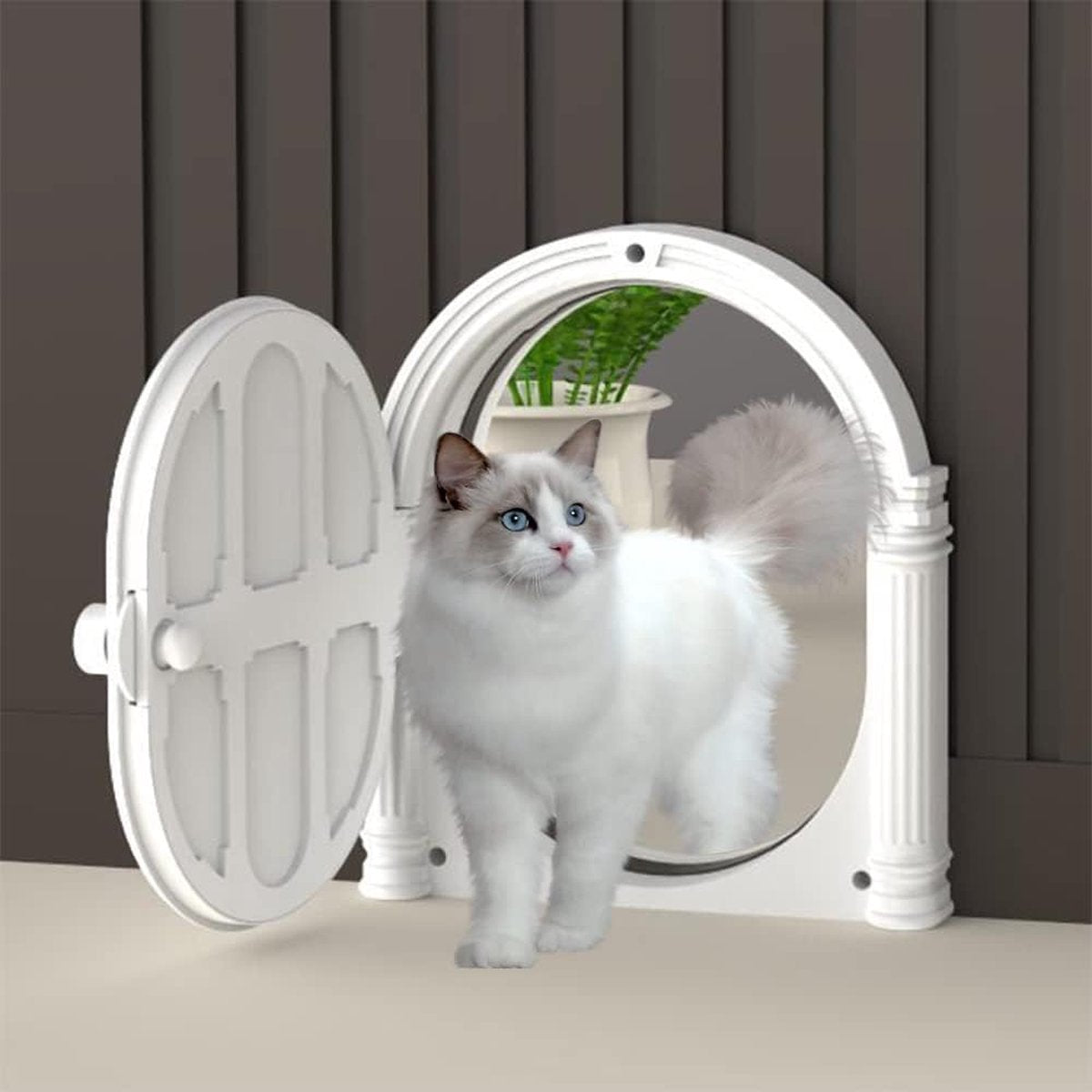Kattenluik voor de Deur, Kattenluik voor Binnendeur, Huisdiervriendelijke Deuren voor Kleine Katten tot 9 kg, Eenvoudige Installatie, Blokkeert Honden en Kattenbakgeuren (Wit)