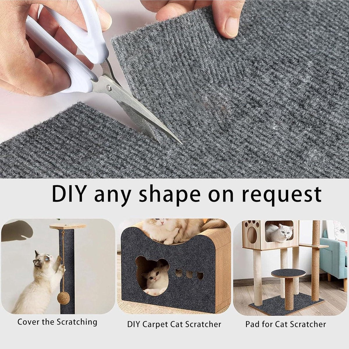 Self-adhesive cat scratching mat - 2 metres x 40 cm - DIY scratch mat - trimmable carpet - cat scratching mat - cat wall