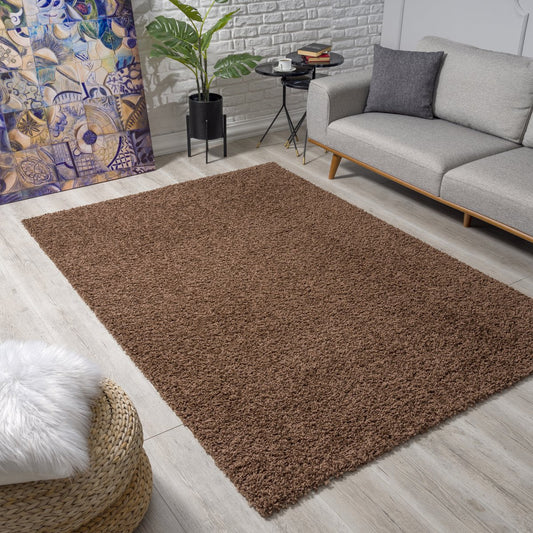 Loca Shaggy Vloerkleed Bruin - 120x170 CM - Hoogpolig Vloerkleed - Tapijt voor Woonkamer, Slaapkamer