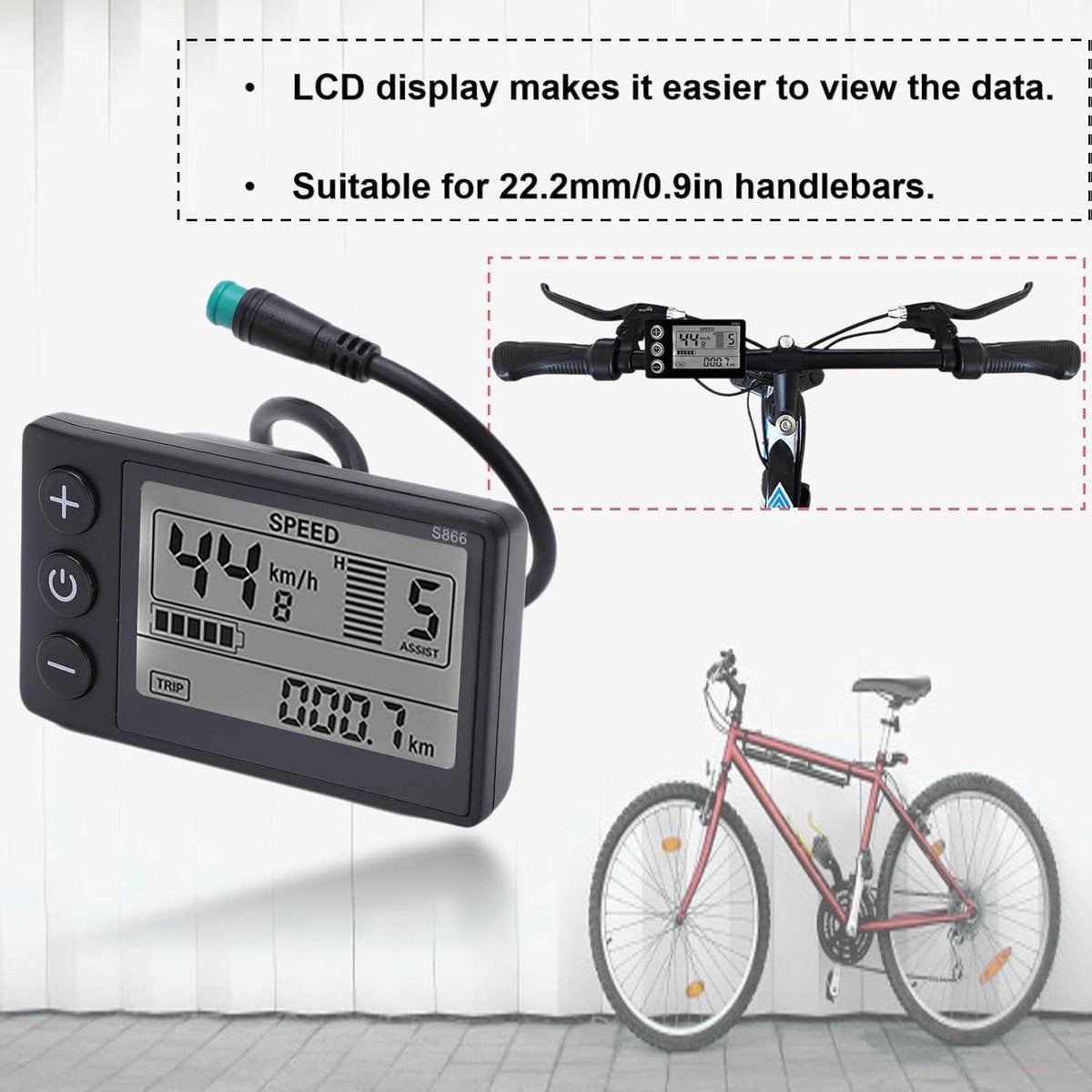 Elektrische Fiets LCD-scherm S866 24 V 36 V 48 V waterdicht fietsweergave e-bike display IP65 bedieningspaneel