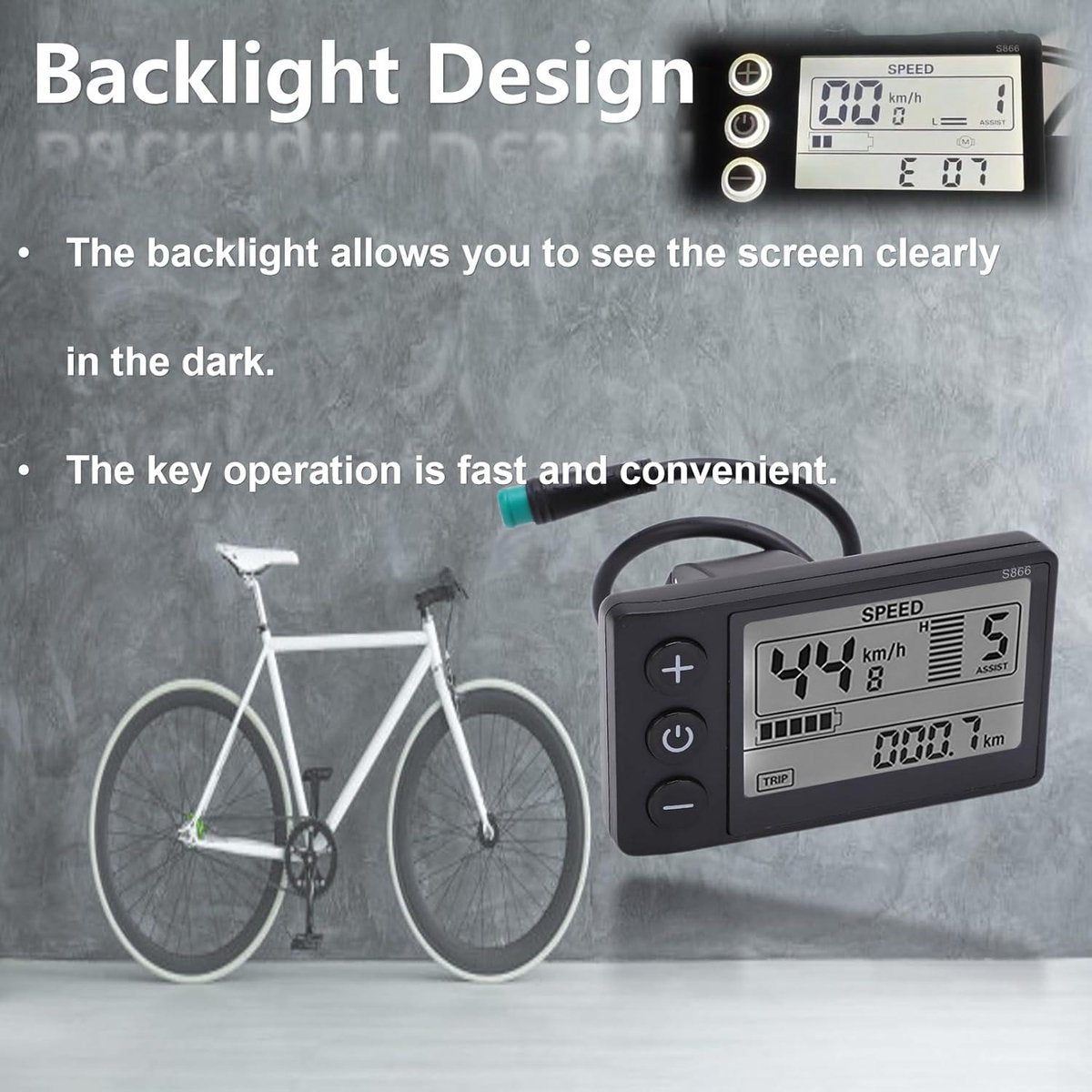 Elektrische Fiets LCD-scherm S866 24 V 36 V 48 V waterdicht fietsweergave e-bike display IP65 bedieningspaneel