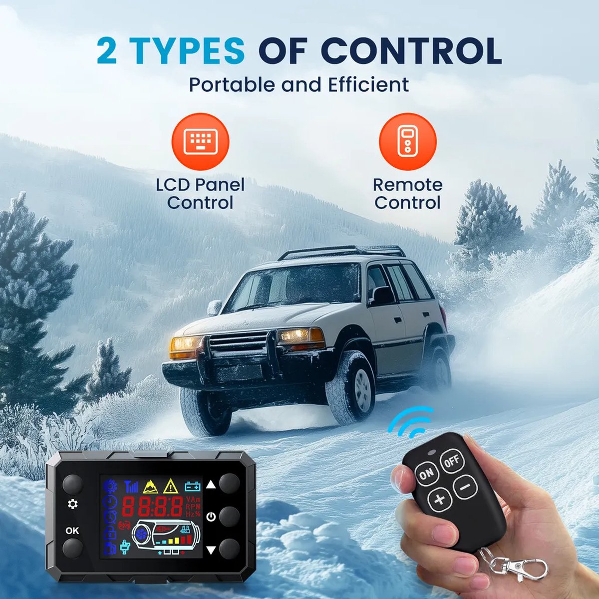 KROAK - Lucht Dieselverwarming Standkachel - 12/24V 5KW Luchtverwarmer - met LCD Display & Afstandsbediening - Zonder bluetooth App Zonder Adapter