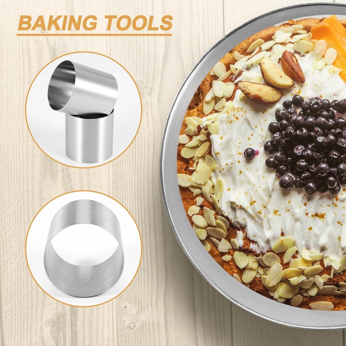 15 stuks roestvrijstalen mousse ringen, ronde uitsteekvormpjes, cakevorm, keuken, bakken, gebak gereedschap voor taart, fondant, enz.