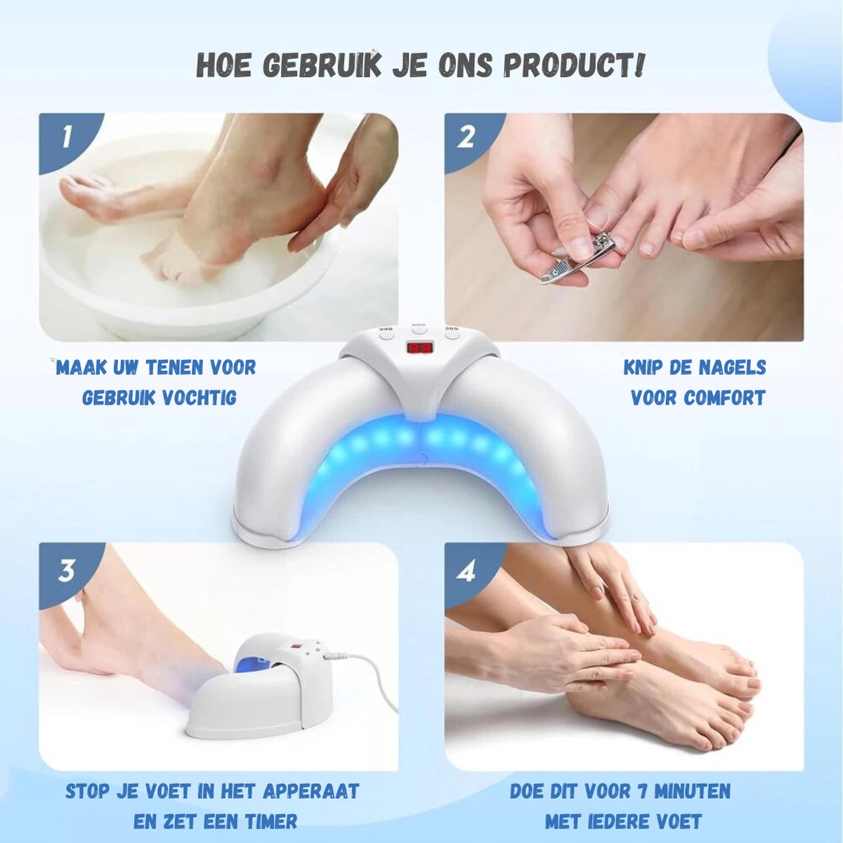 Toenail Fungus Treatment - 5-IN-1 - Nail Fungus Treatment - Nail Fungus Products - Laser - Whole Foot - Wireless - White