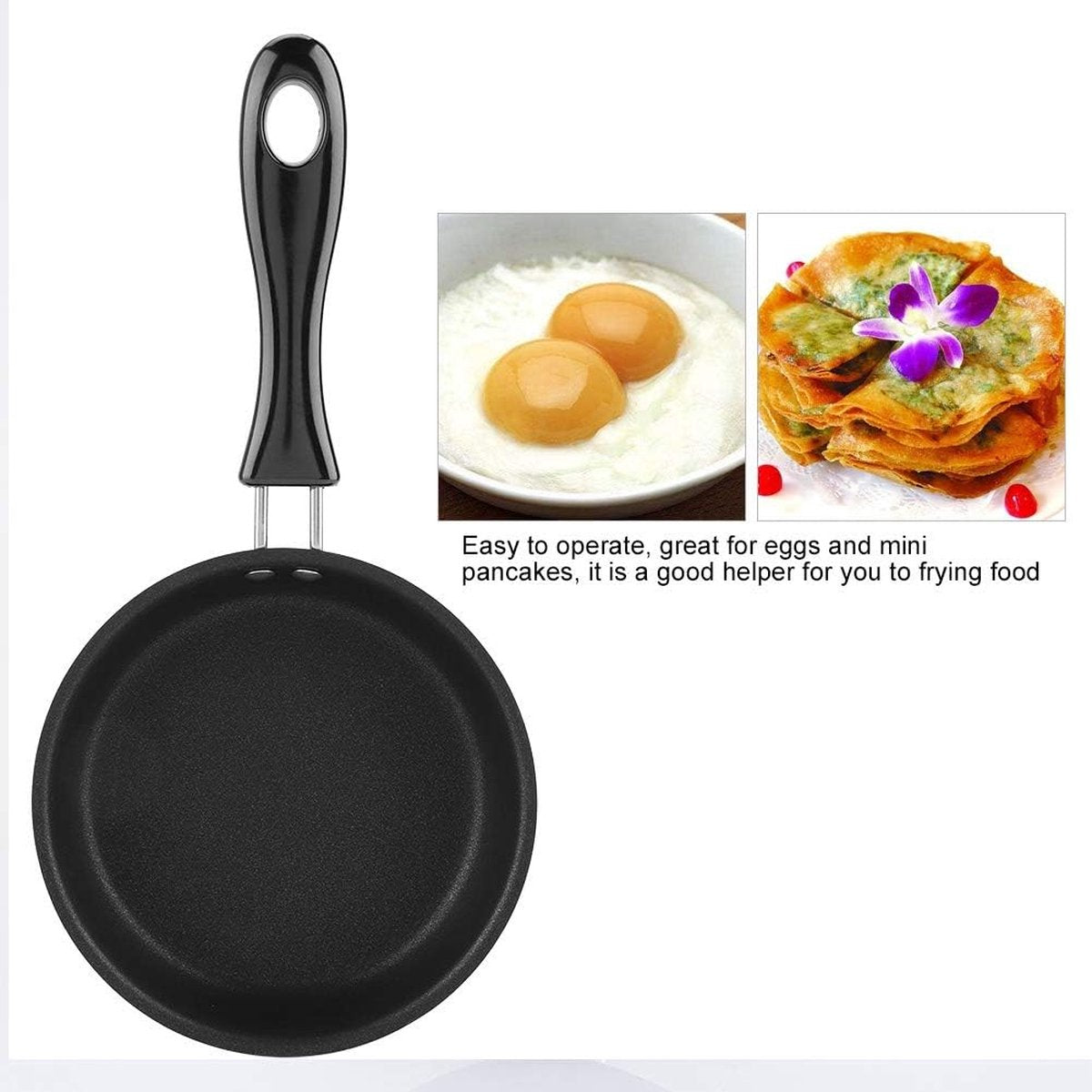 Mini-koekenpan, anti-aanbaklaag, éénpersoonsporties, ei, omelet, ronde pan, hittebestendige rubberen handgreep, veelzijdig, kleine pannenkoeken, vaatwasmachinebestendig, gasfornuis, inductiekookplaat, schattig